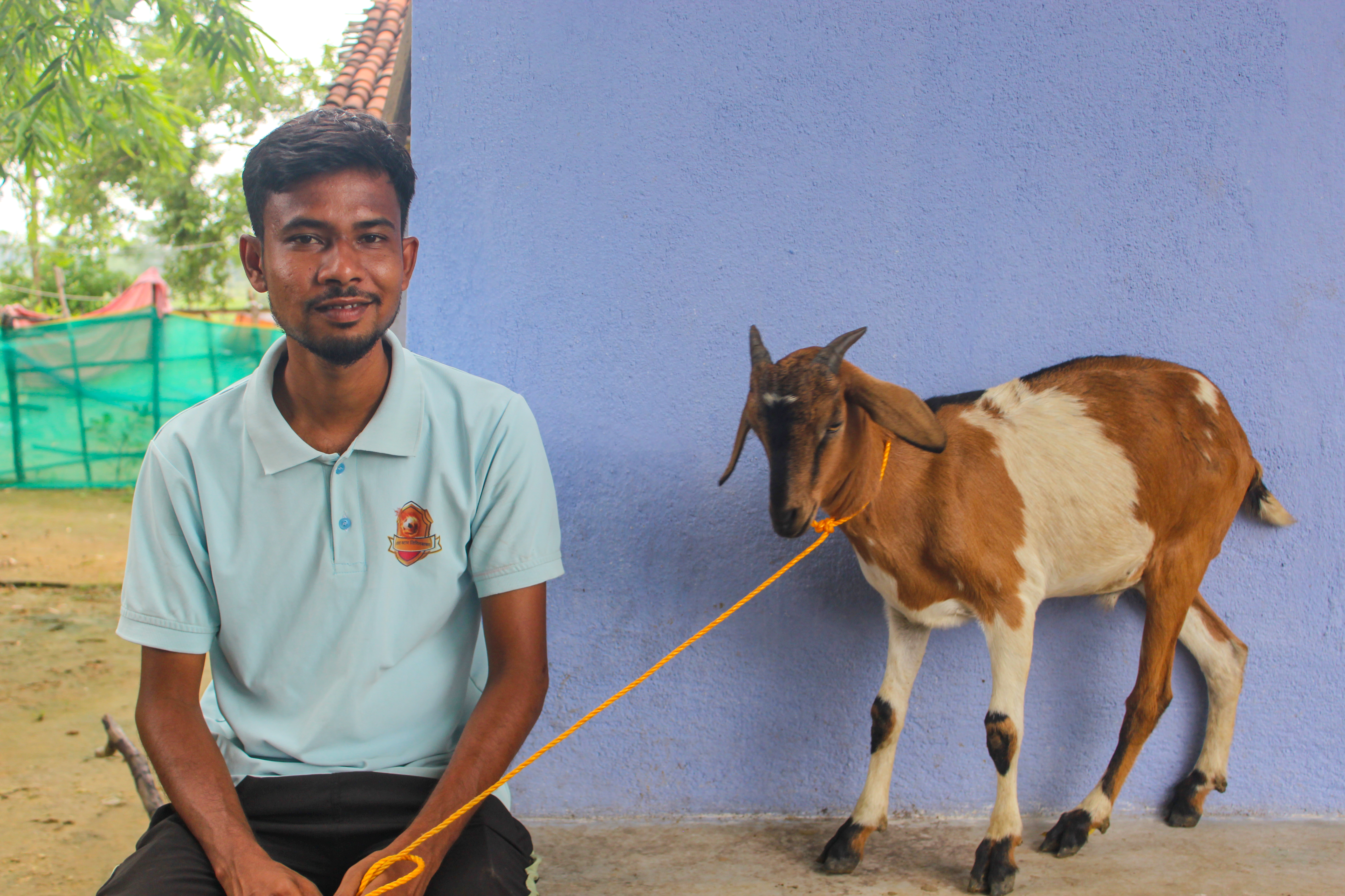 Raj Keshri with the goat his team won at the tournament