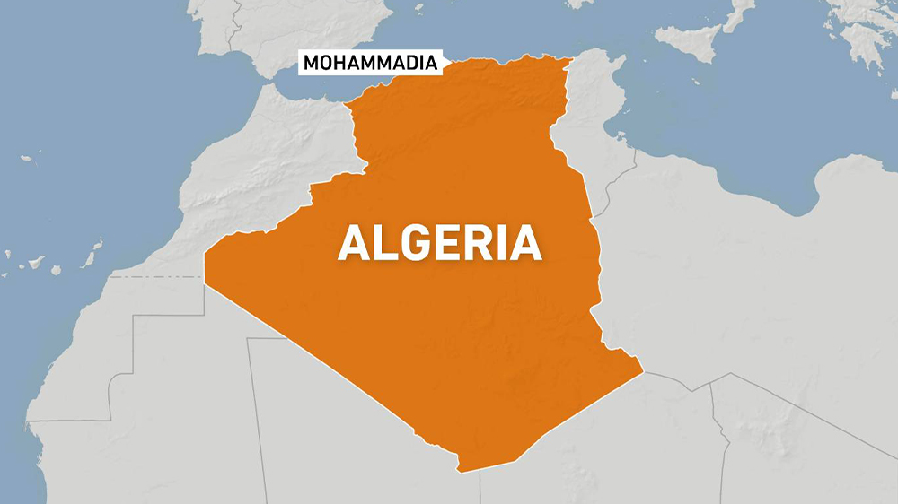 Map of Mohammadia, suburb in the eastern part of Algiers, the Algerian capital