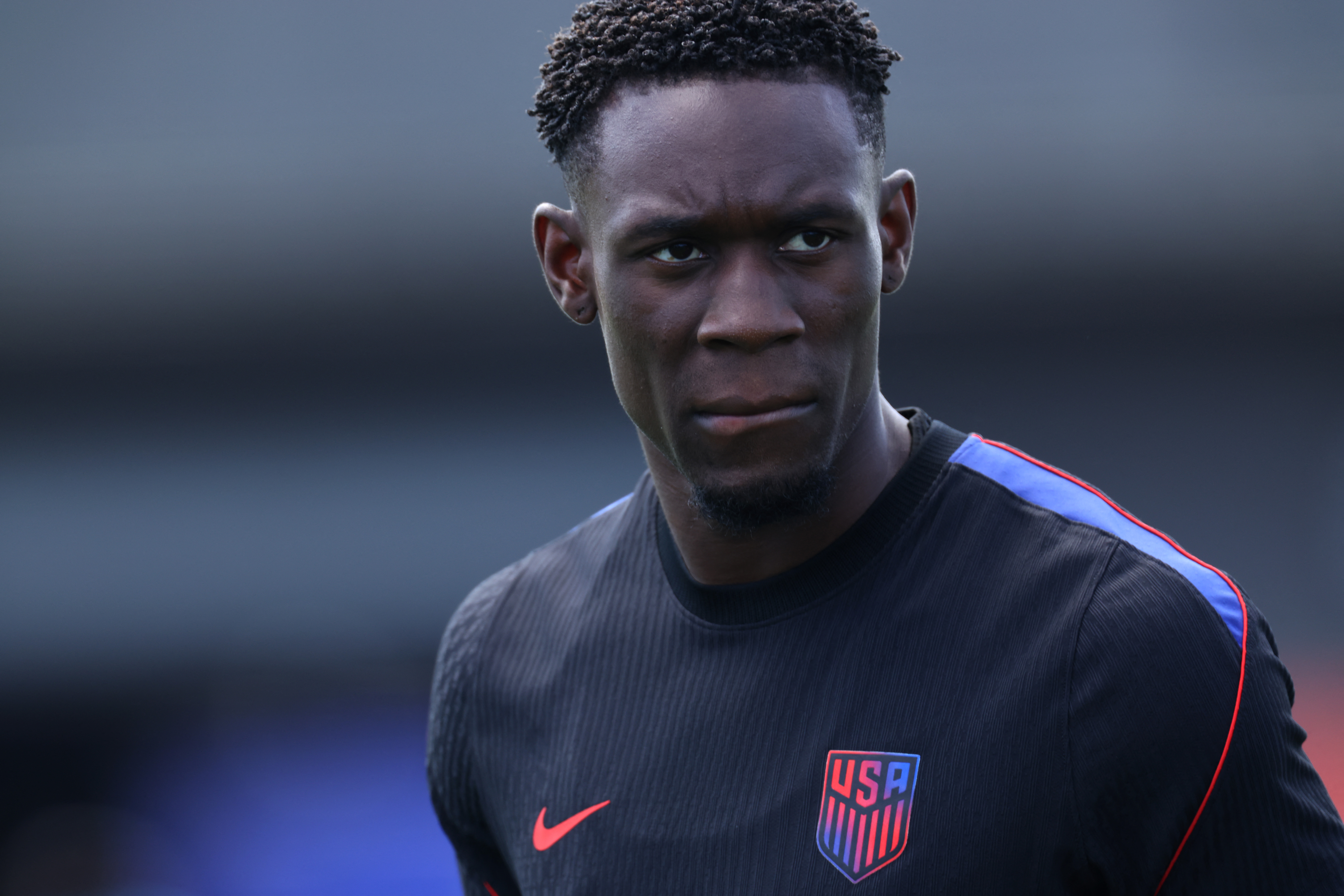 SEATTLE, WASHINGTON - JULY 05: Folarin Balogun #20 of the United States attends a training session ahead of the FIFA World Cup 2026 Round of 16 match at University of Washington on July 05, 2026 in Seattle, Washington. Jamie Squire/Getty Images/AFP (Photo by JAMIE SQUIRE / GETTY IMAGES NORTH AMERICA / Getty Images via AFP)