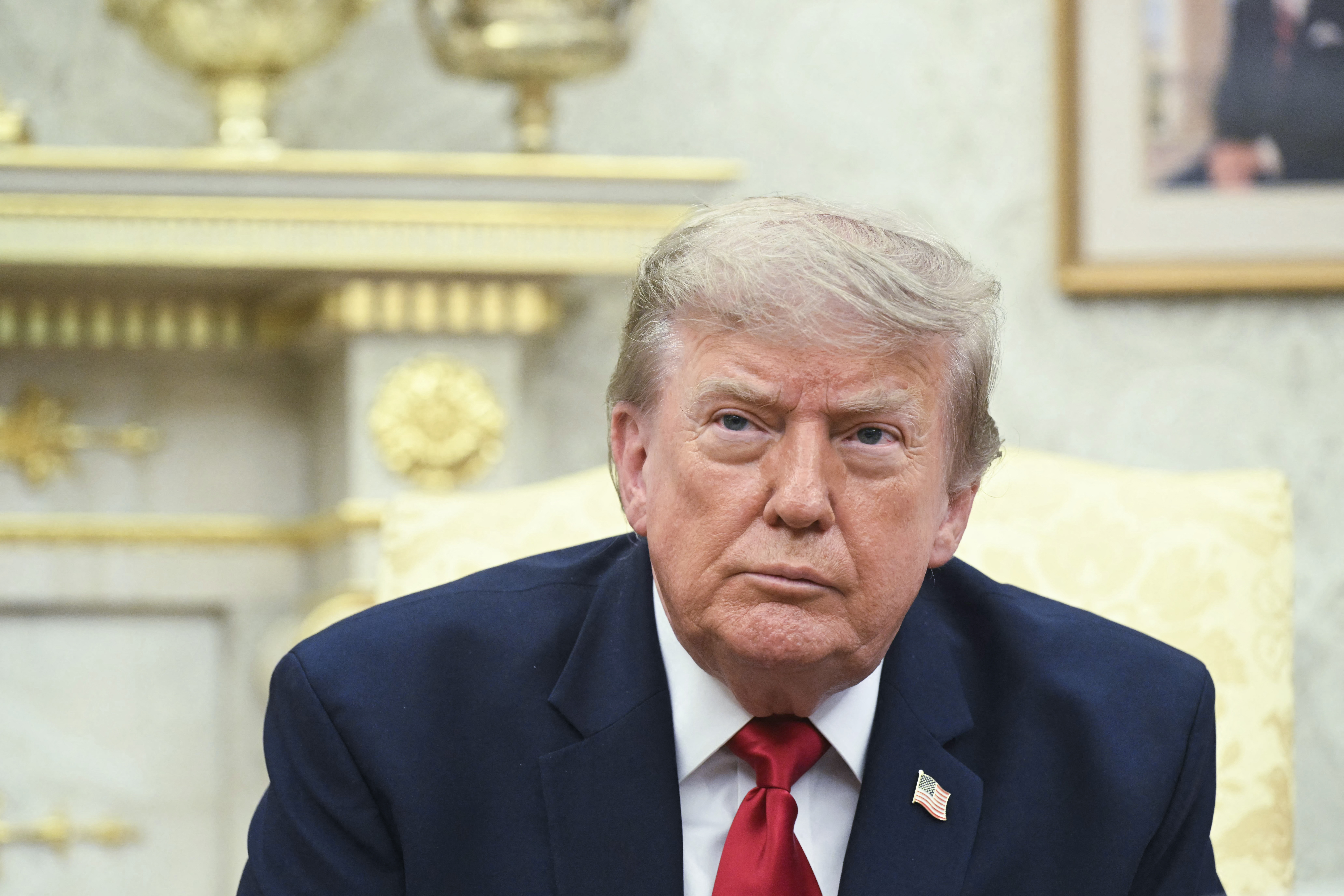 US President Donald Trump speaks during a meeting with Prime Minister of Iraq Ali al-Zaidi in the Oval Office of the White House in Washington, DC, on July 14, 2026. (Photo by SAUL LOEB / AFP)