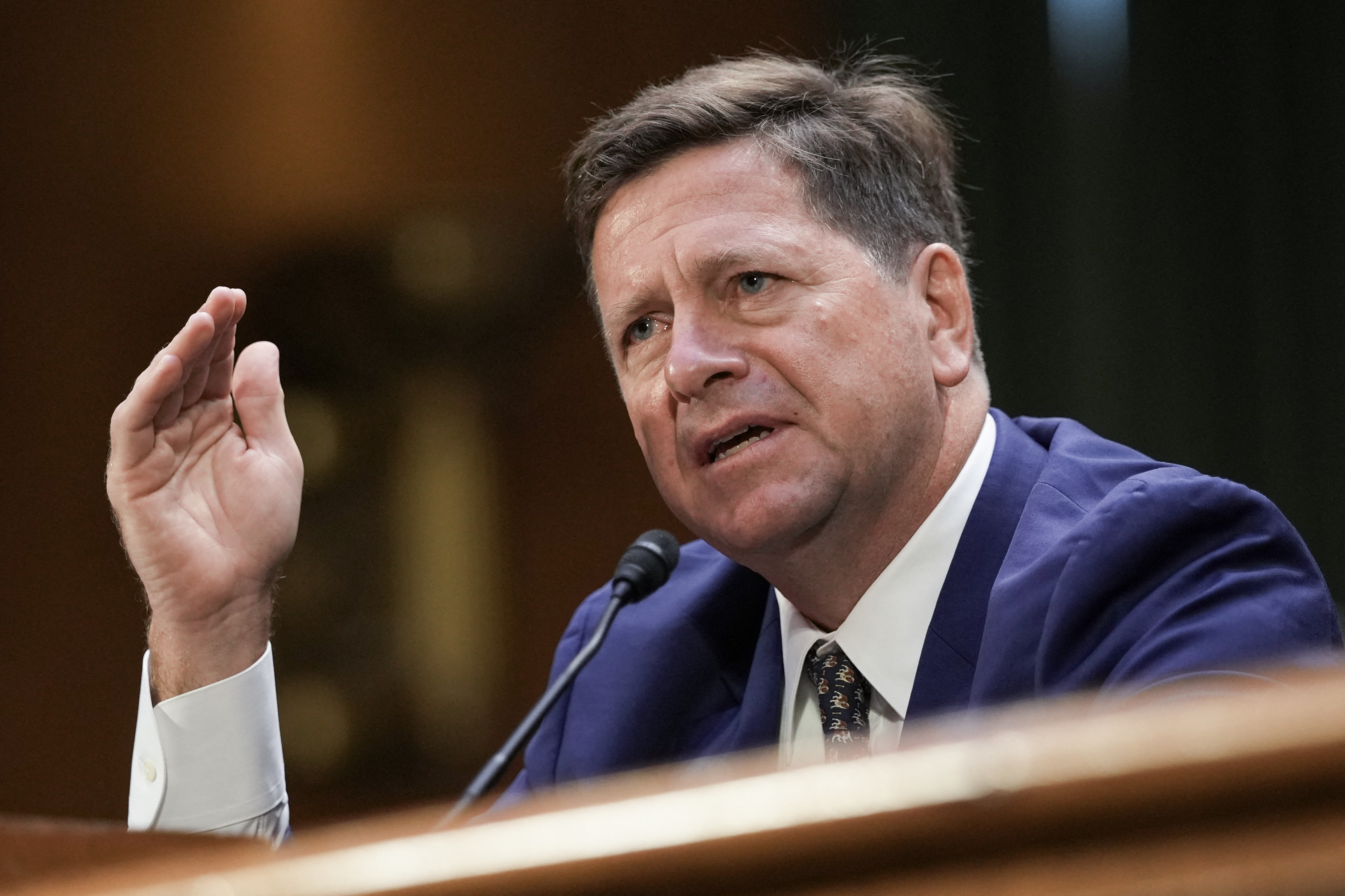 Jay Clayton, US Attorney for the Southern District of New York, testifies during a Senate Intelligence Committee hearing on his nomination to be Director of National Intelligence, on Capitol Hill in Washington, DC, on July 15, 2026. (Photo by Ken Cedeno / AFP)