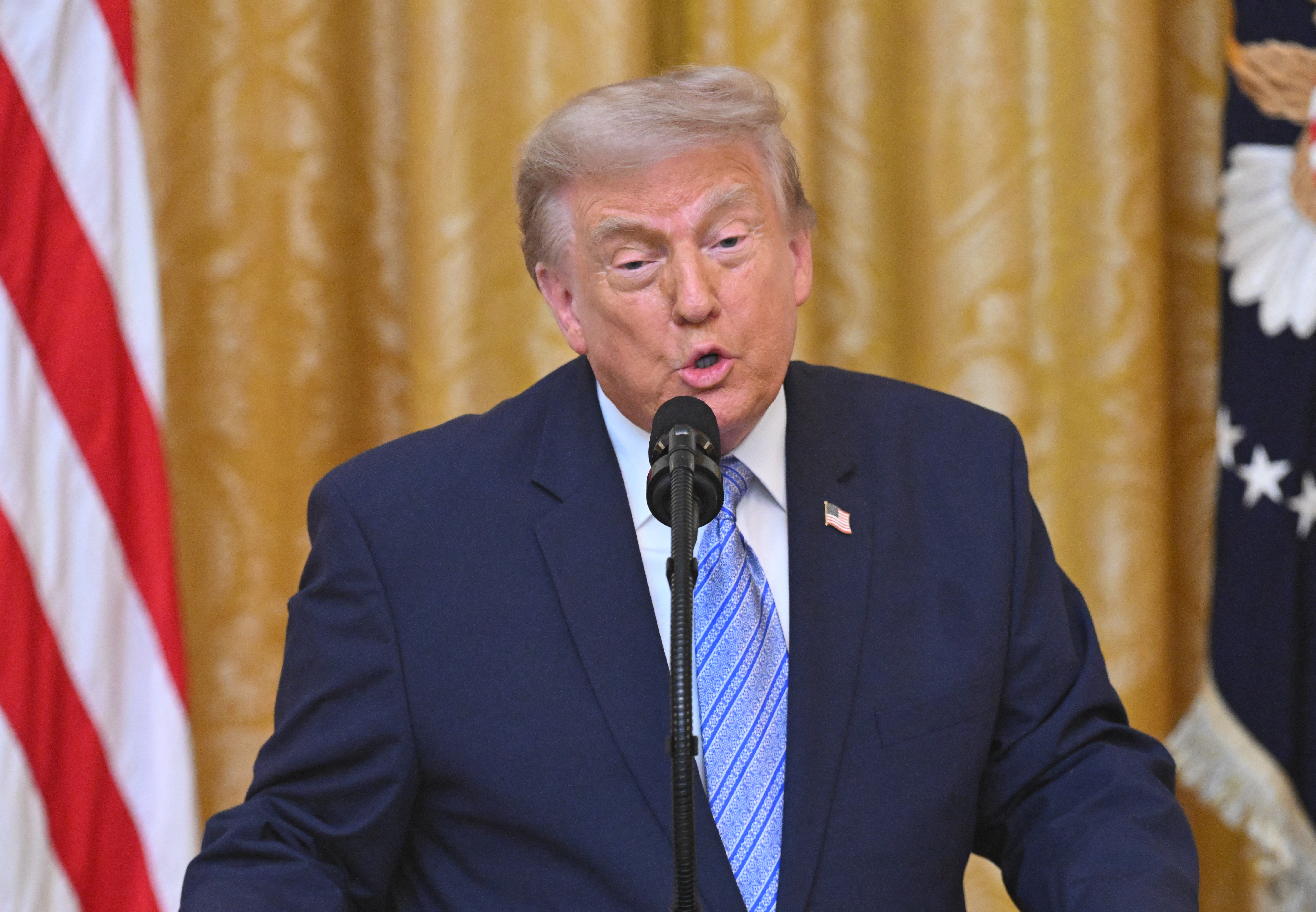 US President Donald Trump addresses the nation from the East Room of the White House in Washington, DC on July 16, 2026.