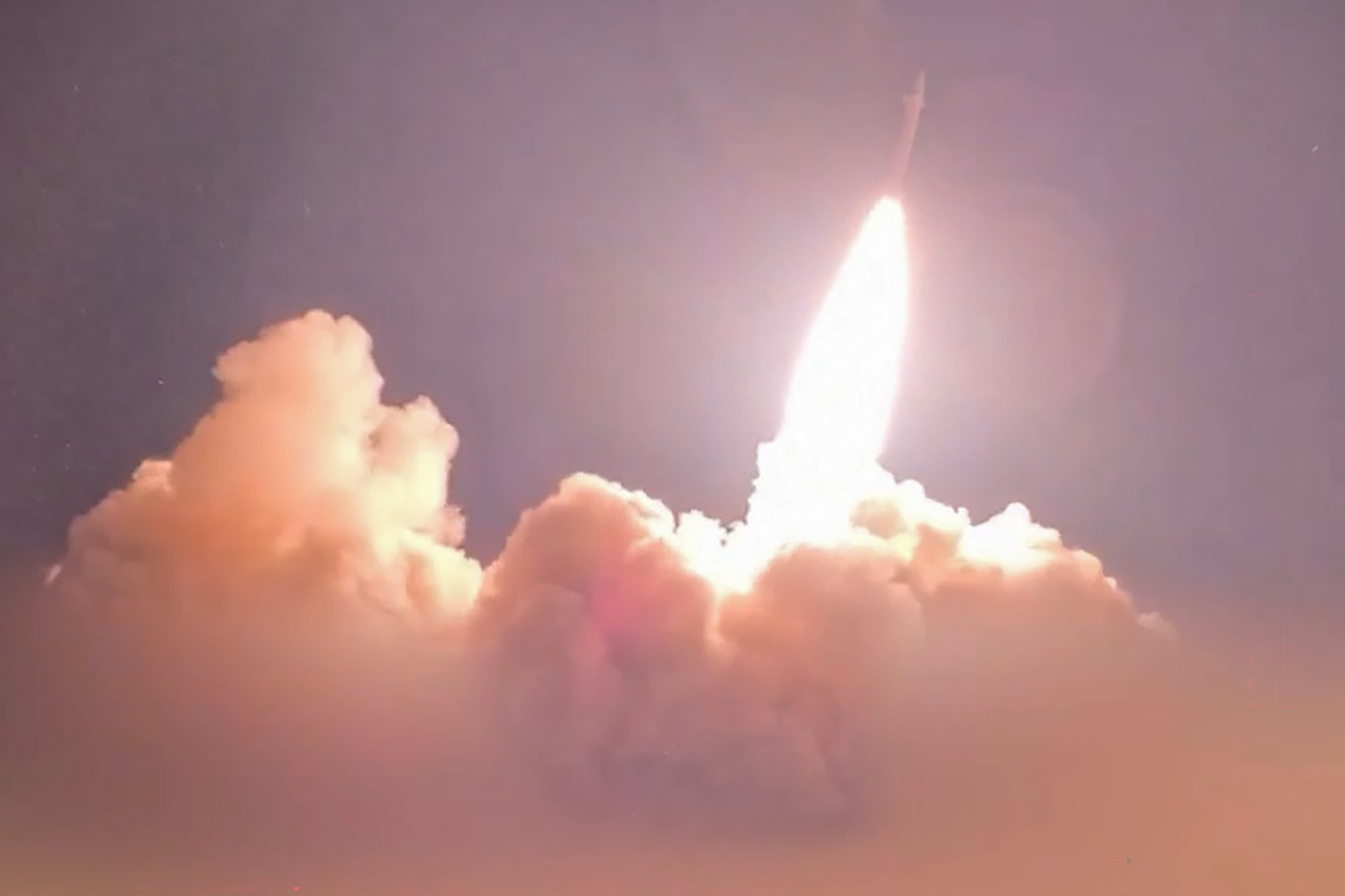 View of a missile being launched.