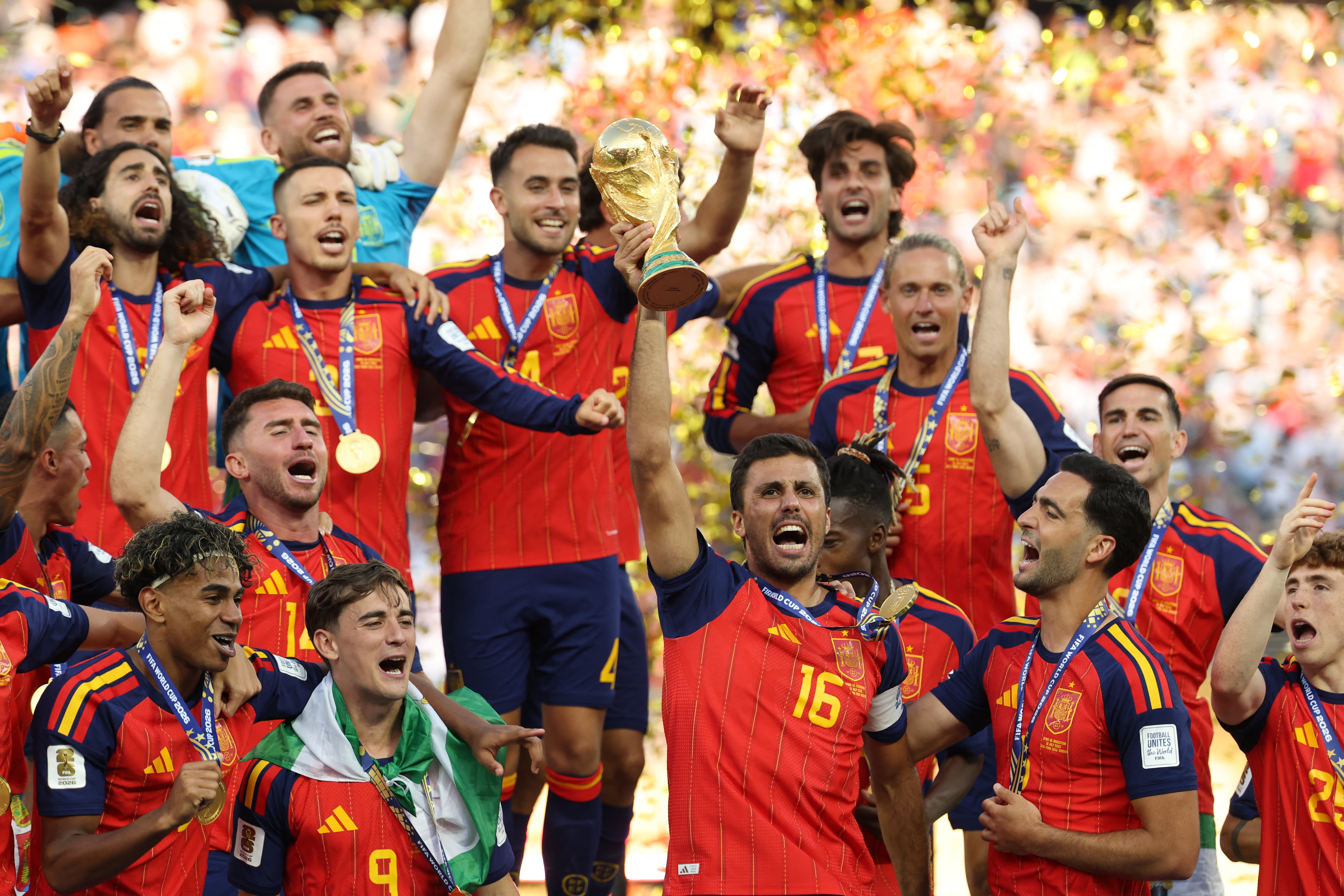 A group of footballers celebrating their win