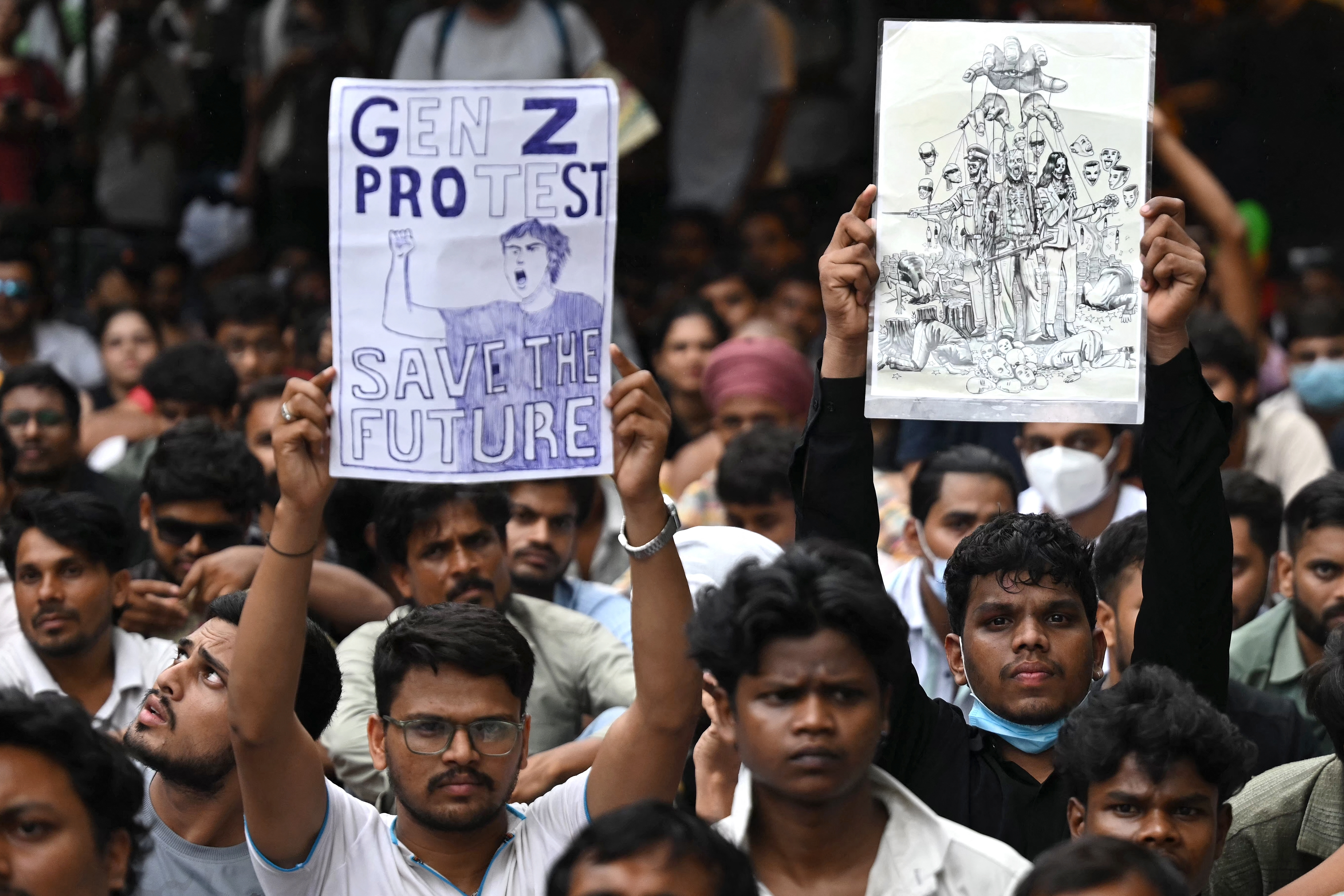 Protesters gathered together in public