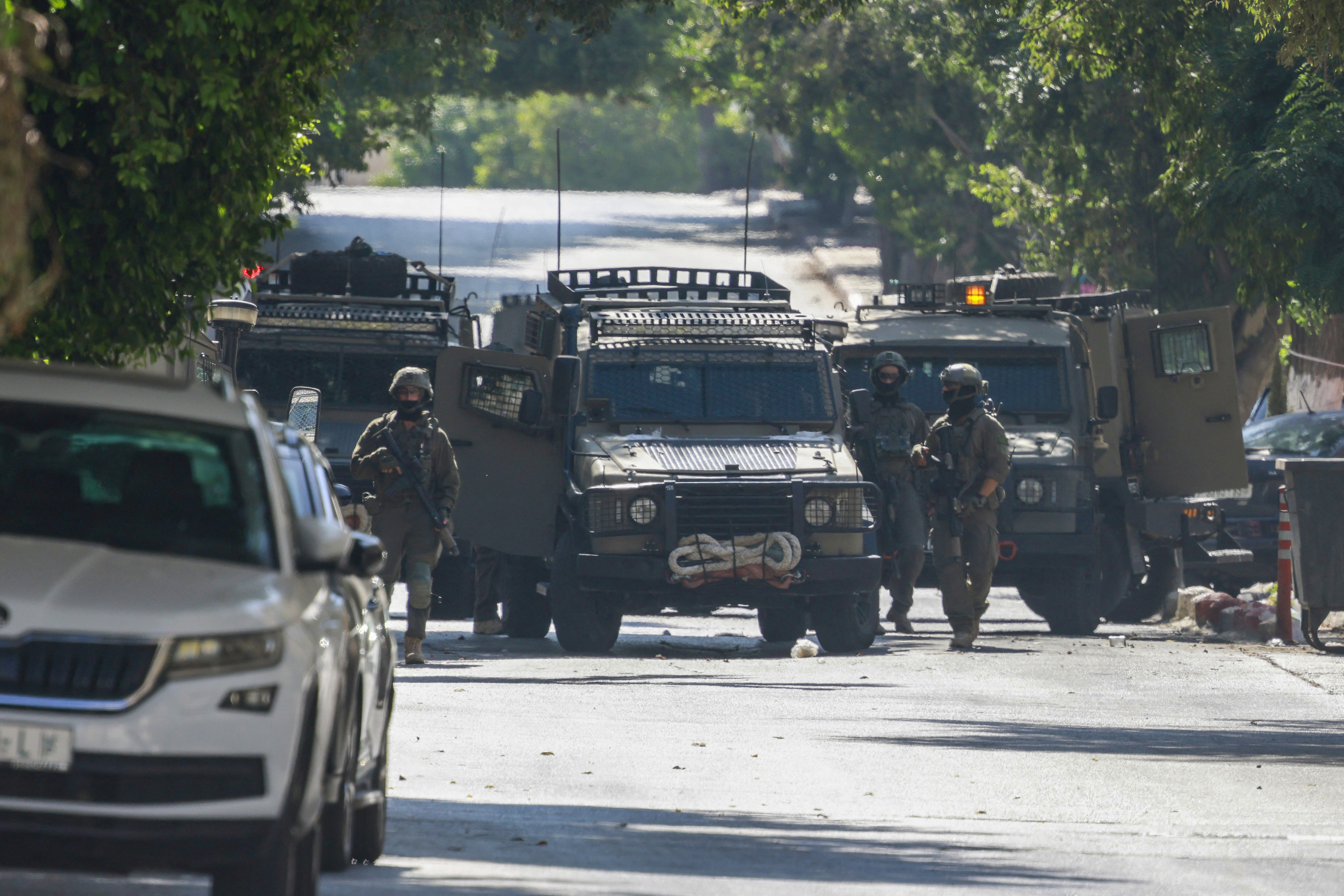 Israeli soldiers surround the Nablus Specialized Hospital where they allegedly arrested a wounded man and his brother from inside the hospital in Nablus, in the Occupied West Bank on July 24, 2026