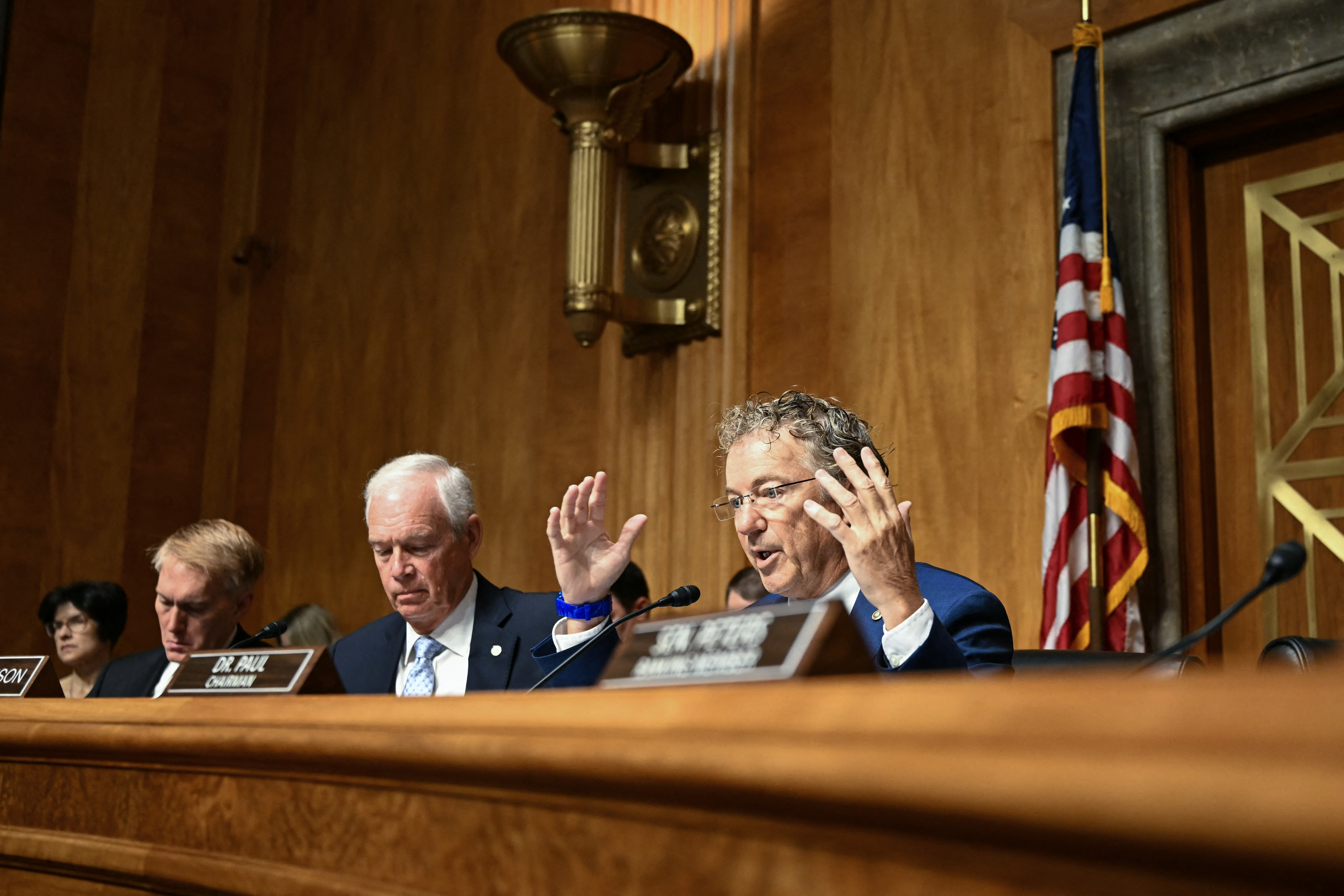 Committee chairman Senator Rand Paul (R), Republican from Kentucky, questions Dr. Anthony Fauci during a Senate Homeland Security and Governmental Affairs committee hearing on Capitol Hill in Washington, DC, on July 29, 2026.