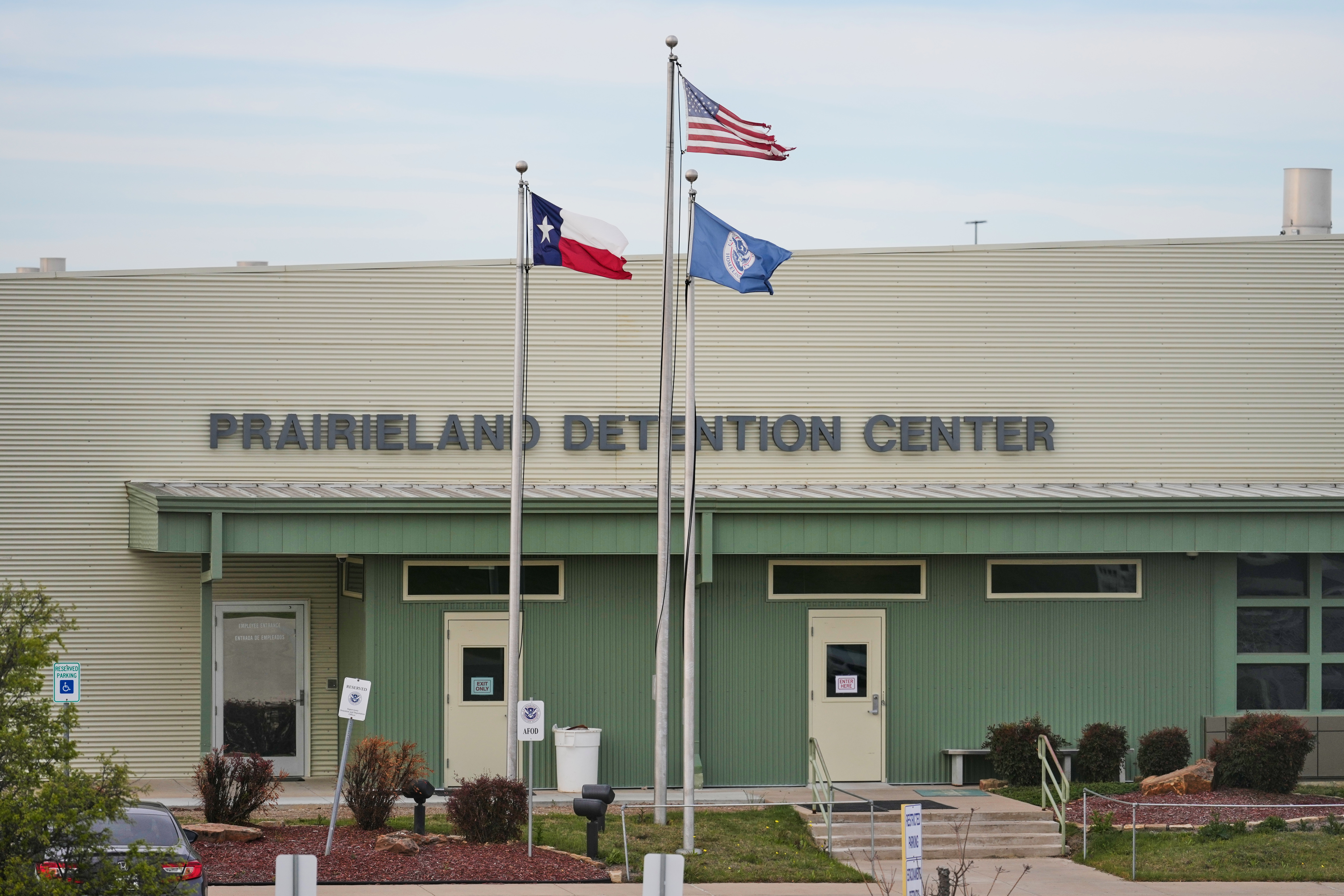 FILE - The Prairieland Detention Center in Alvarado, Texas, is shown, Monday, March 16, 2026. (AP Photo/Tony Gutierrez,File)