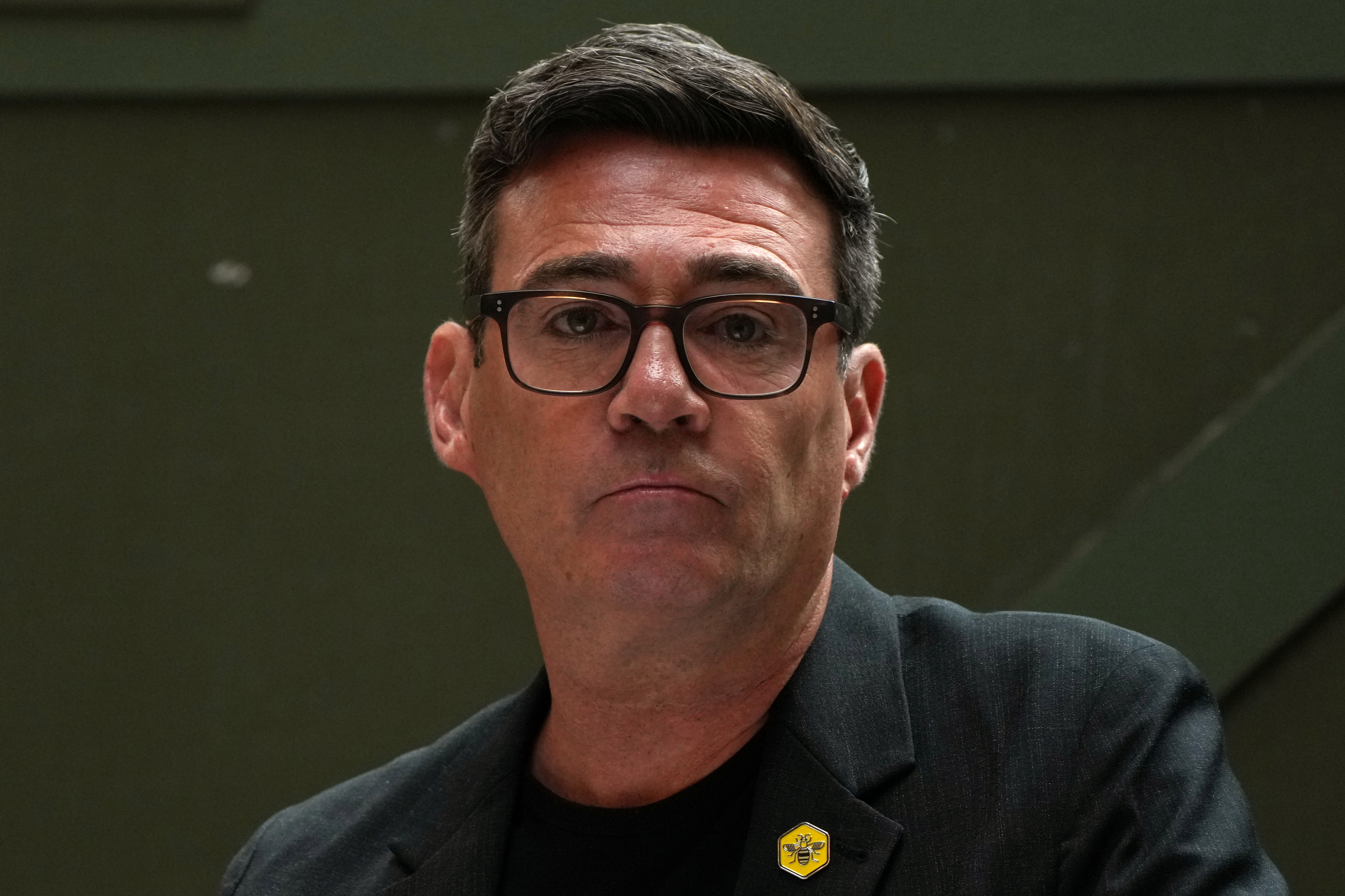 Labour Party's Andy Burnham reacts as he delivers a speech at the People's History Museum in Manchester, England, Monday, June 29, 2026.(AP Photo/Alastair Grant)