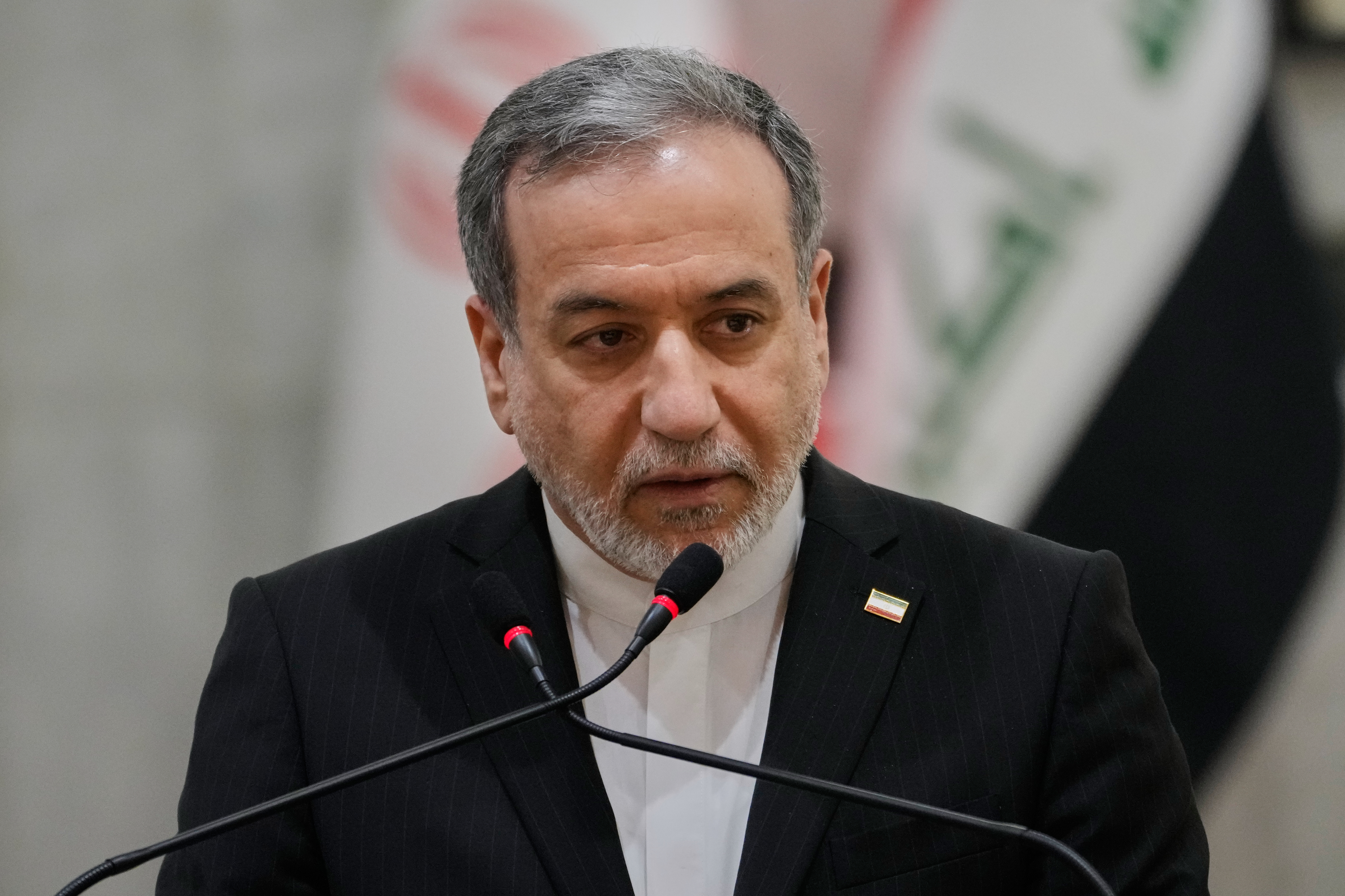 Iranian Foreign Minister Abbas Araghchi speaks during a news conference with his Iraqi counterpart Fouad Hussein after their meeting at the foreign ministry in Baghdad, Iraq, Sunday, June 28, 2026 [AP Photo/Hadi Mizban]