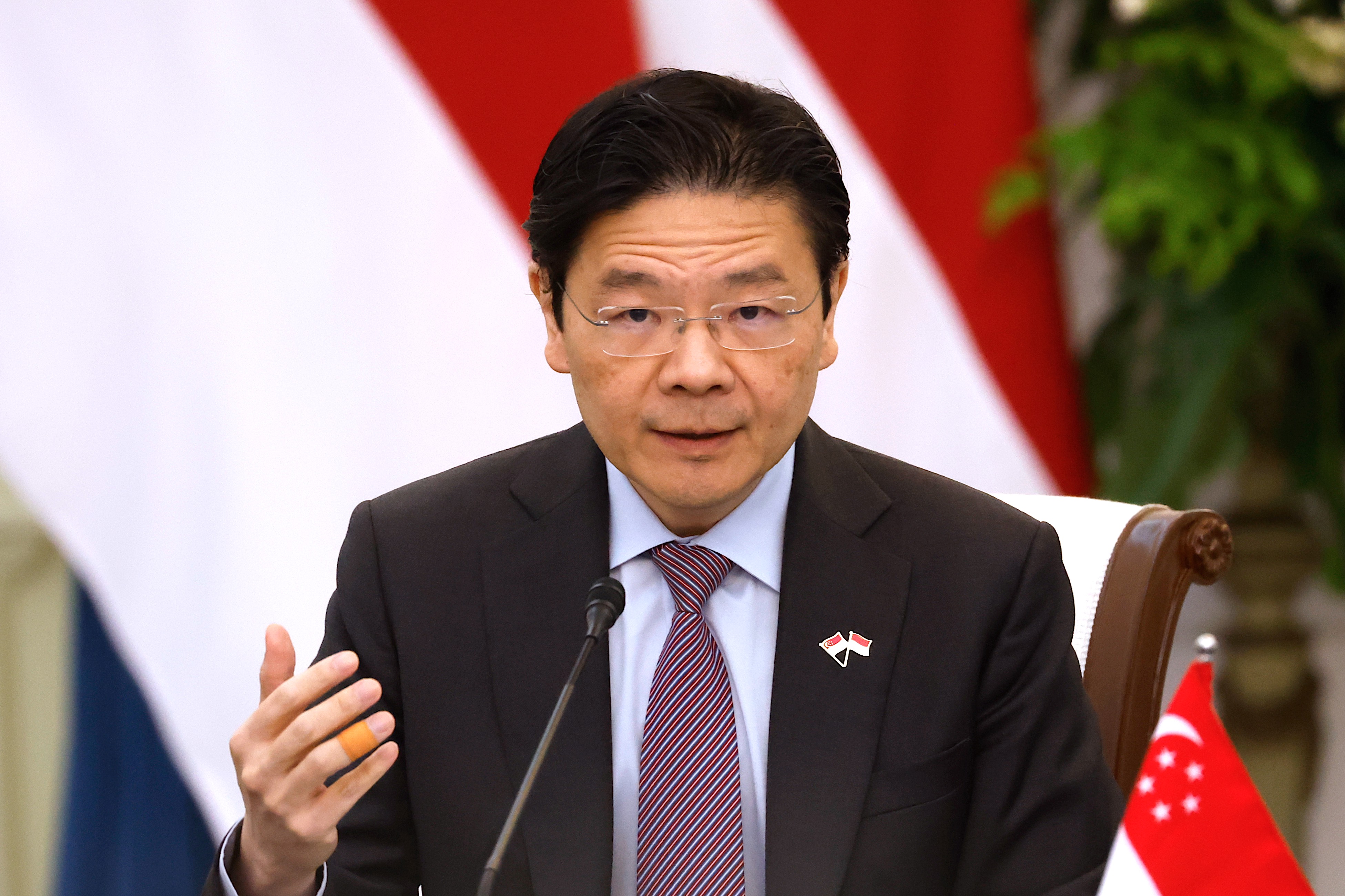Singapore’s Prime Minister Lawrence Wong speaks
