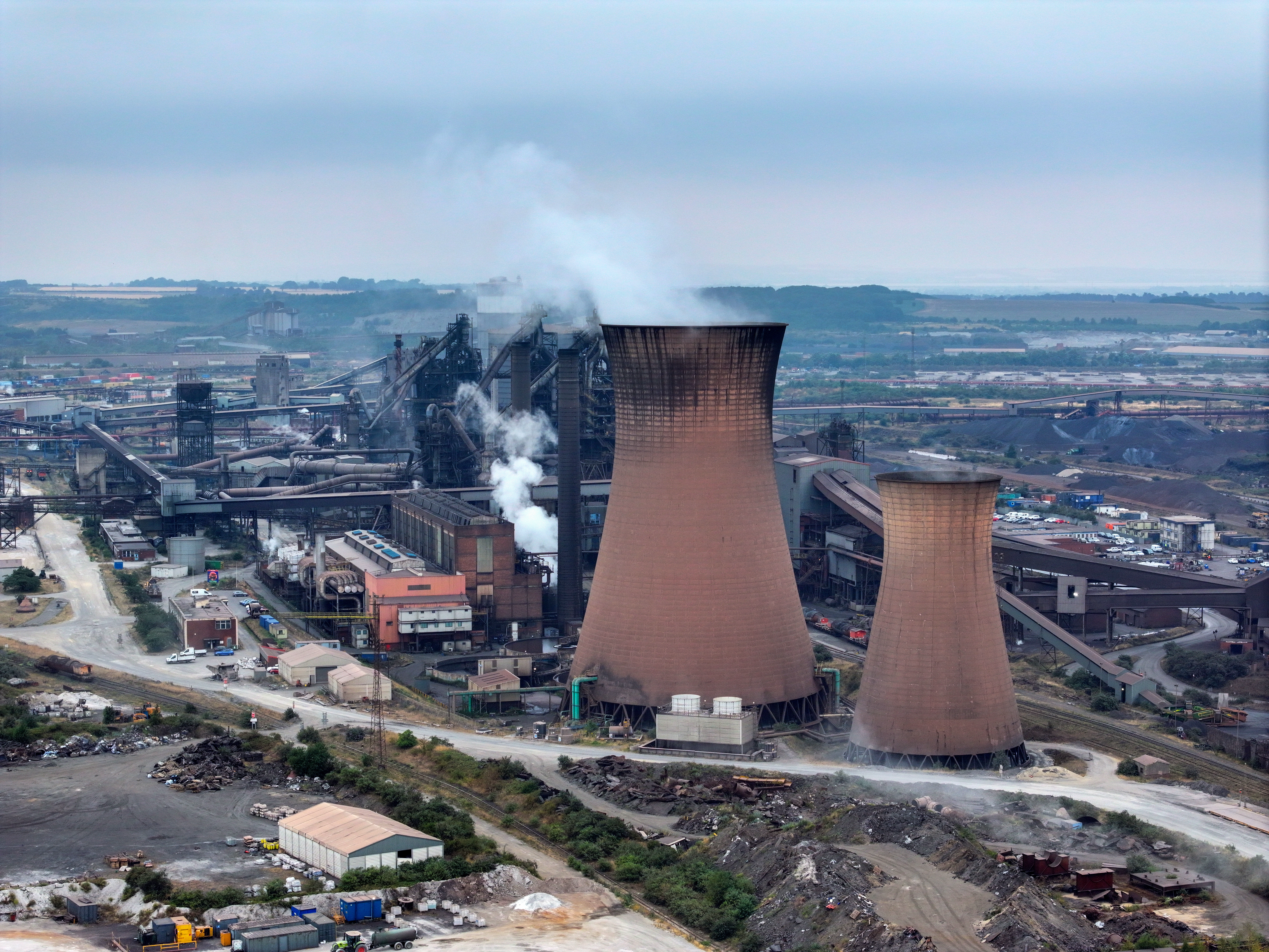 SCUNTHORPE, ENGLAND - JULY 16: An aerial view of British Steel's Scunthorpe works on July 16, 2026 in Scunthorpe, England. The UK government announced this morning that it was taking British Steel into public ownership in a bid to "protect UK steelmaking." The government had previously taken control of operations at the Scunthorpe steelworks, which employs around 2,700 people and had been owned by the Chinese firm Jingye Group. (Photo by Christopher Furlong/Getty Images)
