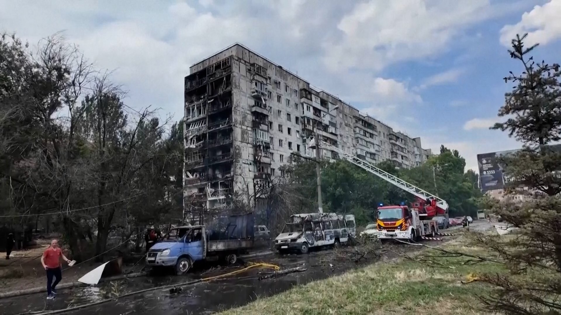 Aftermath of deadly daytime Russian guided aerial bomb attack on Zaporizhzhia [ZAPORIZHZHIA REGIONAL MILITARY ADMINISTRATION/AP]