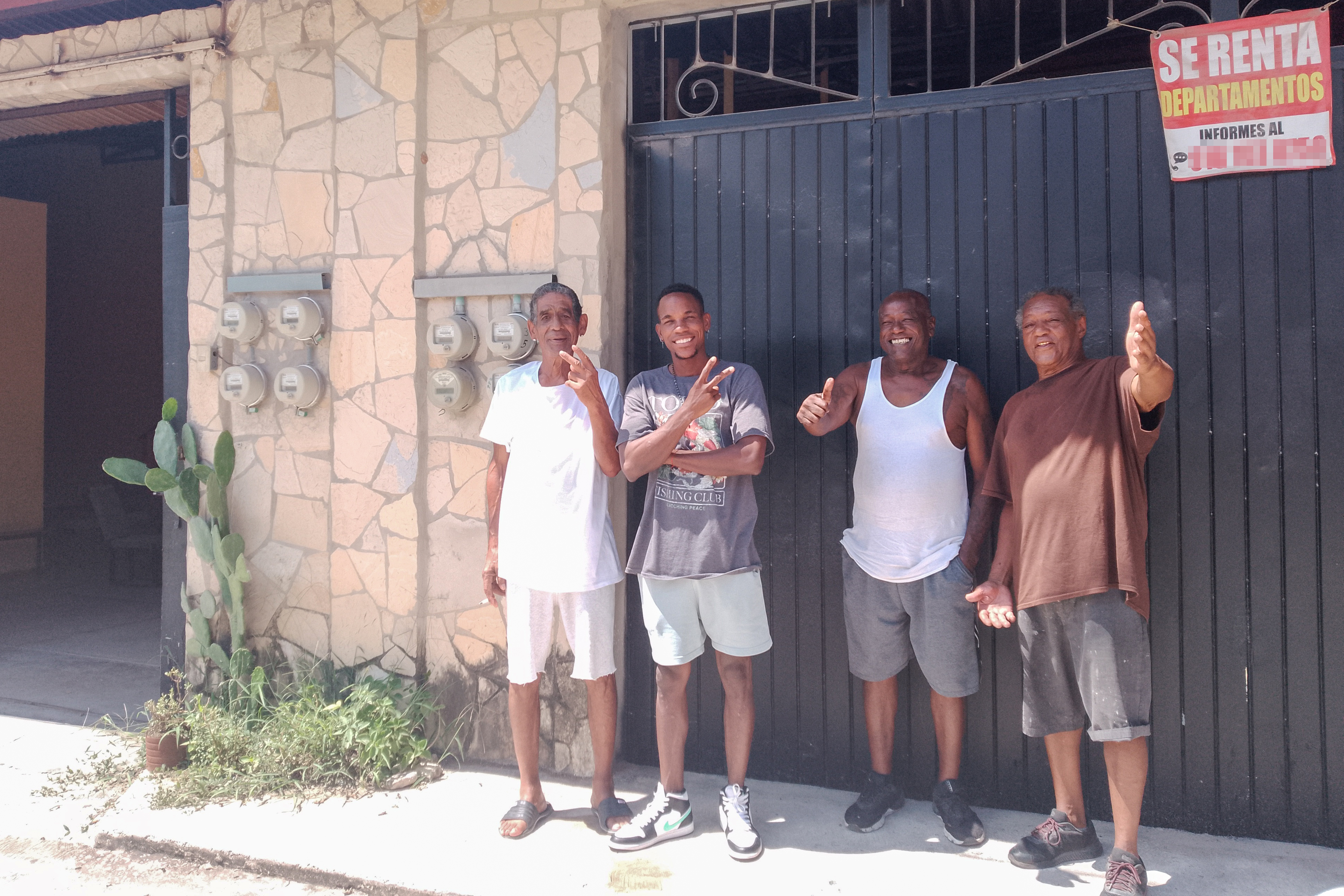 From left: Lazaro Diaz Garcia, Seul Delgado, Ricardo Scull Delgado and Ernesto Perez Chapman, four Cuban men deported from the US, say they are stuck in legal limbo in Palenque, Mexico