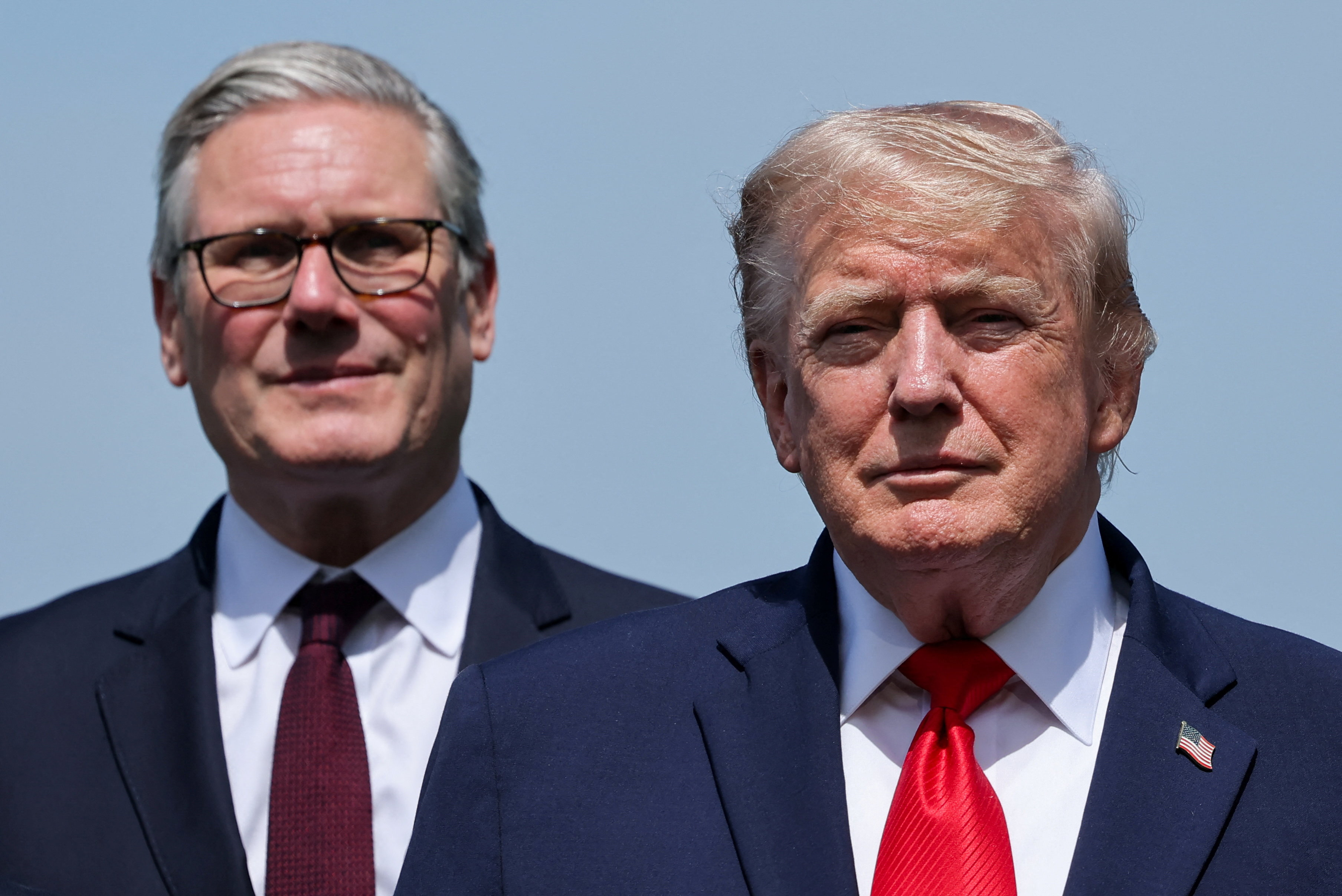 U.S. President Donald Trump and British Prime Minister Keir Starmer pose during the G7 summit, in Evian-les-Bains, France, June 16, 2026. REUTERS/Christian Hartmann