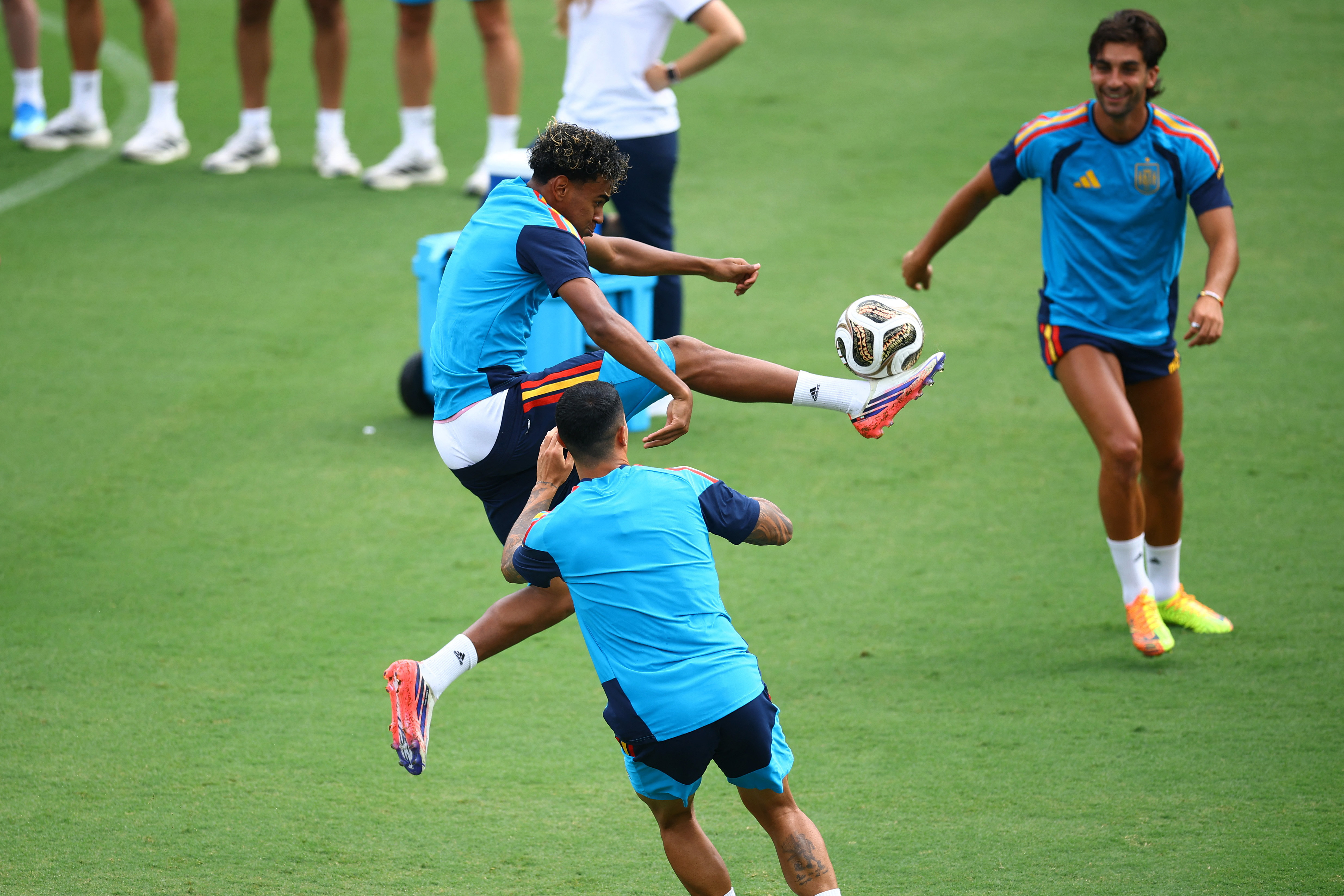 Soccer Football - FIFA World Cup 2026 - Spain Training - Cotton Bowl Stadium, Dallas, Texas, U.S. - July 13, 2026 Spain's Lamine Yamal during training REUTERS/Albert Gea