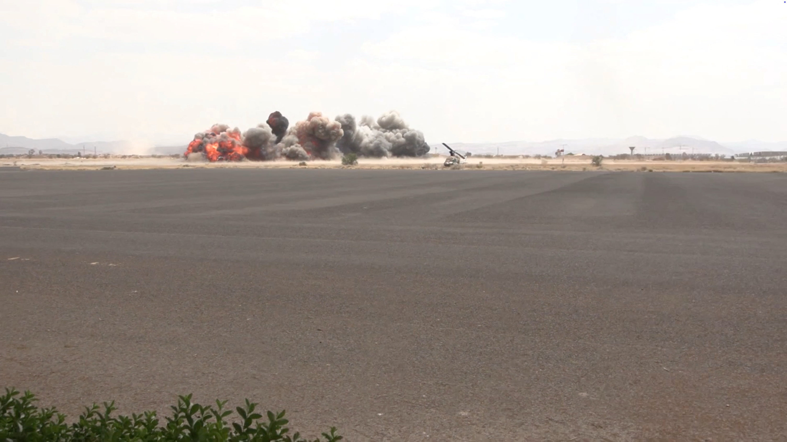 Smoke rises following an air strike at Sanaa airport in Yemen