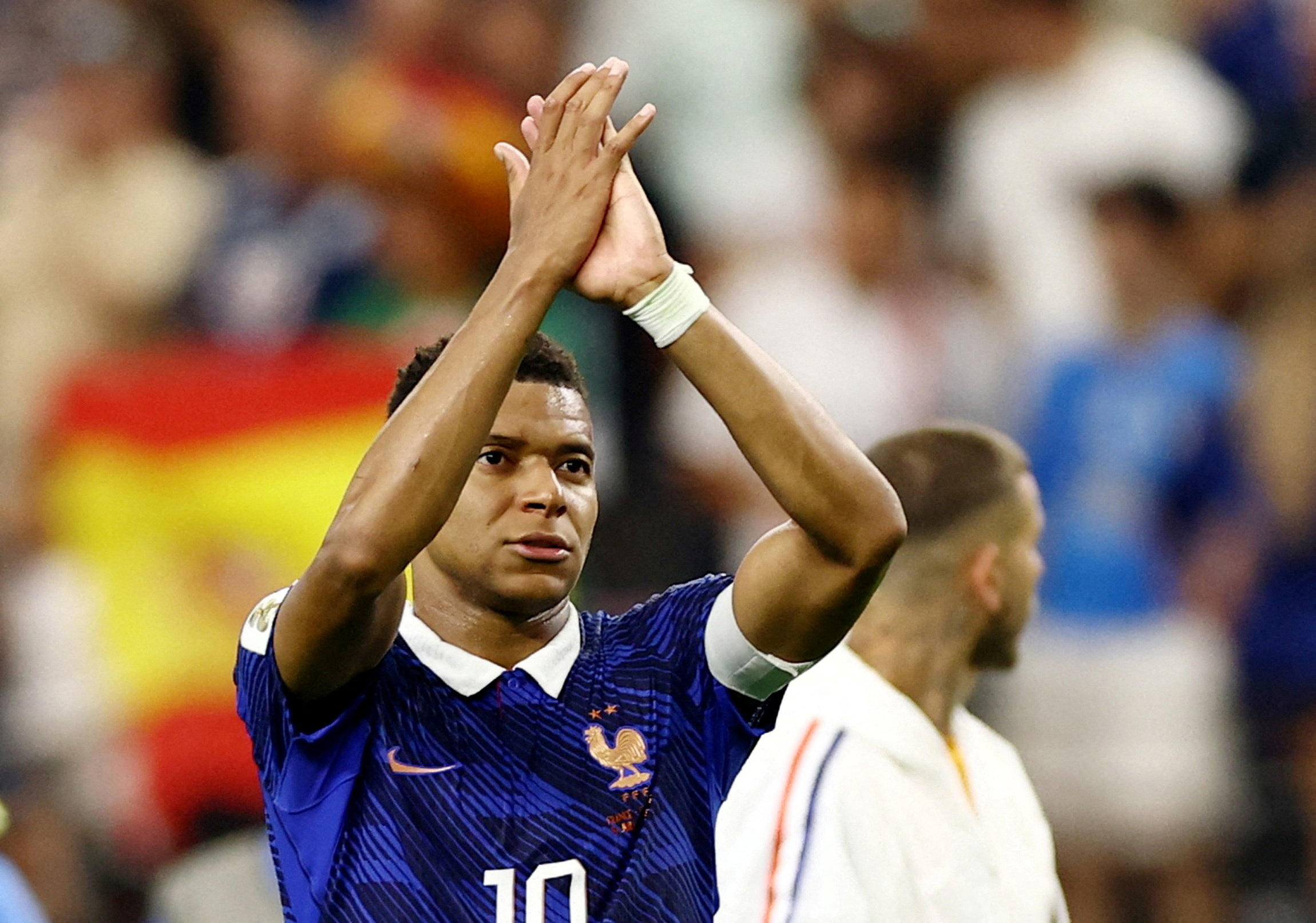 Soccer Football - FIFA World Cup 2026 - Semi Final - France v Spain - Dallas Stadium, Arlington, Texas, U.S. - July 14, 2026 France's Kylian Mbappe looks dejected after the match as France are eliminated from the World Cup REUTERS/Lee Smith TPX IMAGES OF THE DAY
