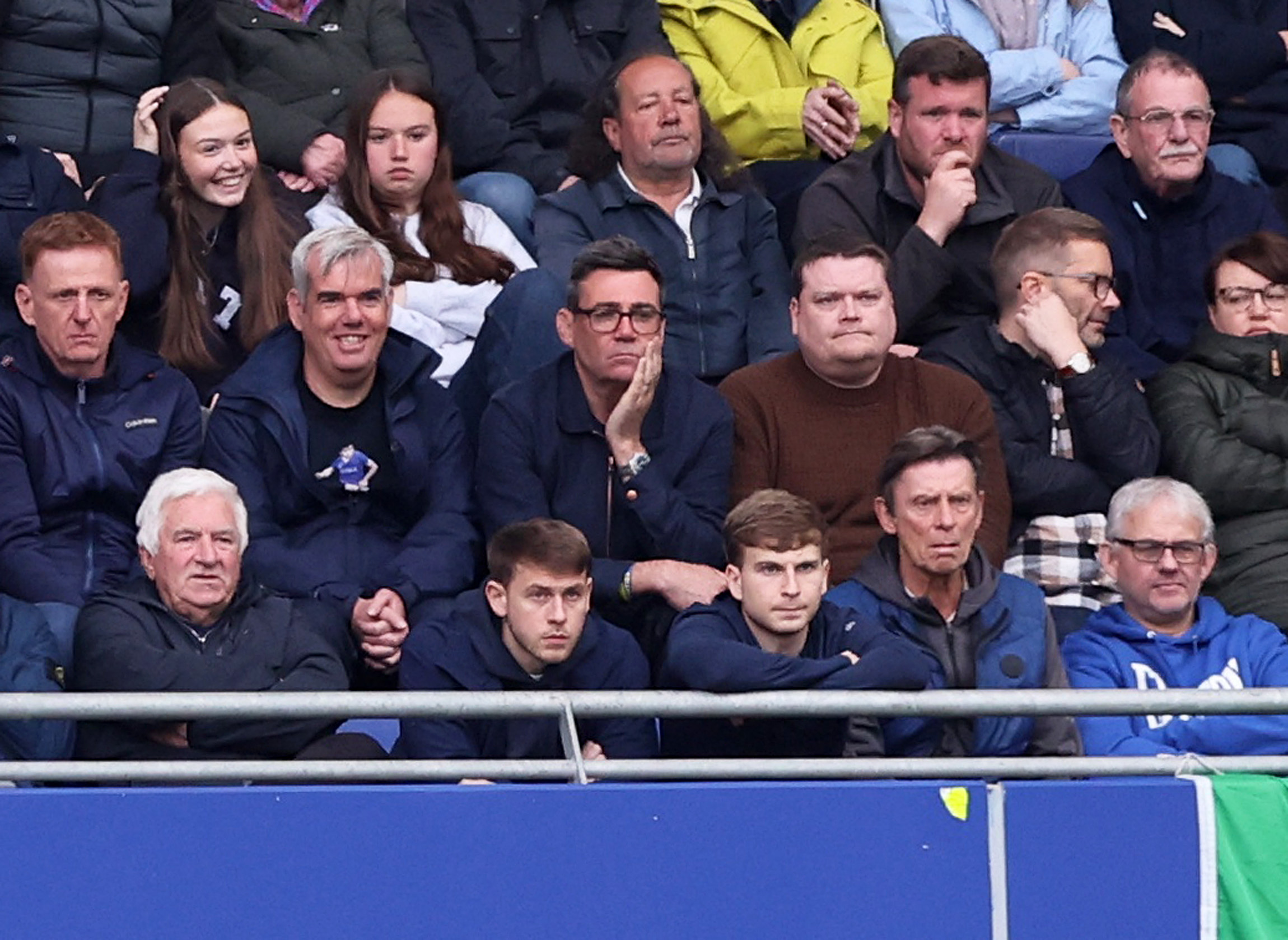 Soccer Football - Premier League - Everton v Sunderland - Hill Dickinson Stadium, Liverpool, Britain - May 17, 2026 Andy Burnham, mayor of Greater Manchester in the stands during the match REUTERS/David Klein EDITORIAL USE ONLY. NO USE WITH UNAUTHORIZED AUDIO, VIDEO, DATA, FIXTURE LISTS, CLUB/LEAGUE LOGOS OR 'LIVE' SERVICES. ONLINE IN-MATCH USE LIMITED TO 120 IMAGES, NO VIDEO EMULATION. NO USE IN BETTING, GAMES OR SINGLE CLUB/LEAGUE/PLAYER PUBLICATIONS. PLEASE CONTACT YOUR ACCOUNT REPRESENTATIVE FOR FURTHER DETAILS..