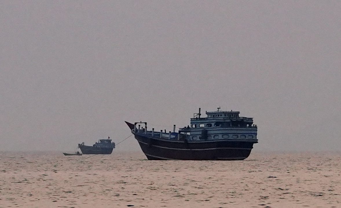 Vessels at the Strait of Hormuz, as seen from Musandam, Oman, July 21, 2026. REUTERS/Stringer