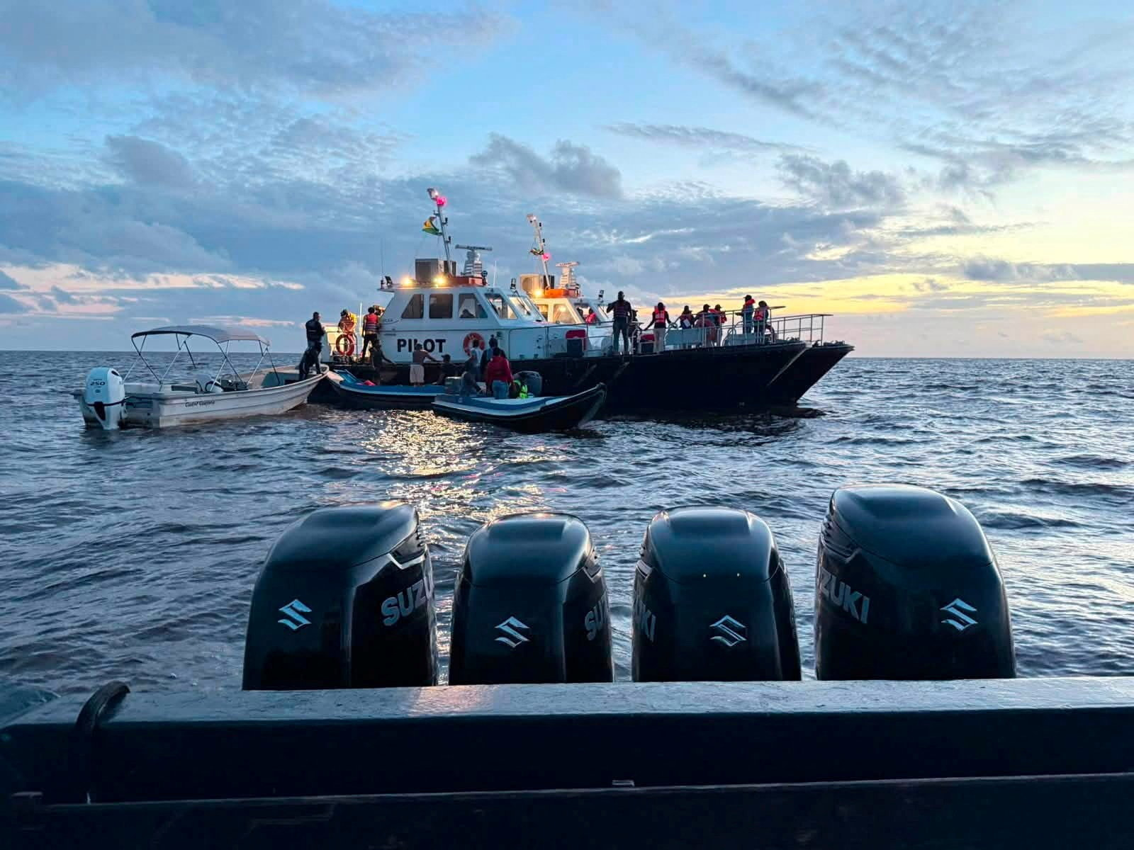 Rescue efforts progress after MV Barima, a ferry carrying people, capsized off the coast of Guyana in South America, in this handout image released on July 19, 2026. Bishop Juan Edghill/Handout via REUTERS THIS IMAGE HAS BEEN SUPPLIED BY A THIRD PARTY. NO RESALES. NO ARCHIVES. MANDATORY CREDIT