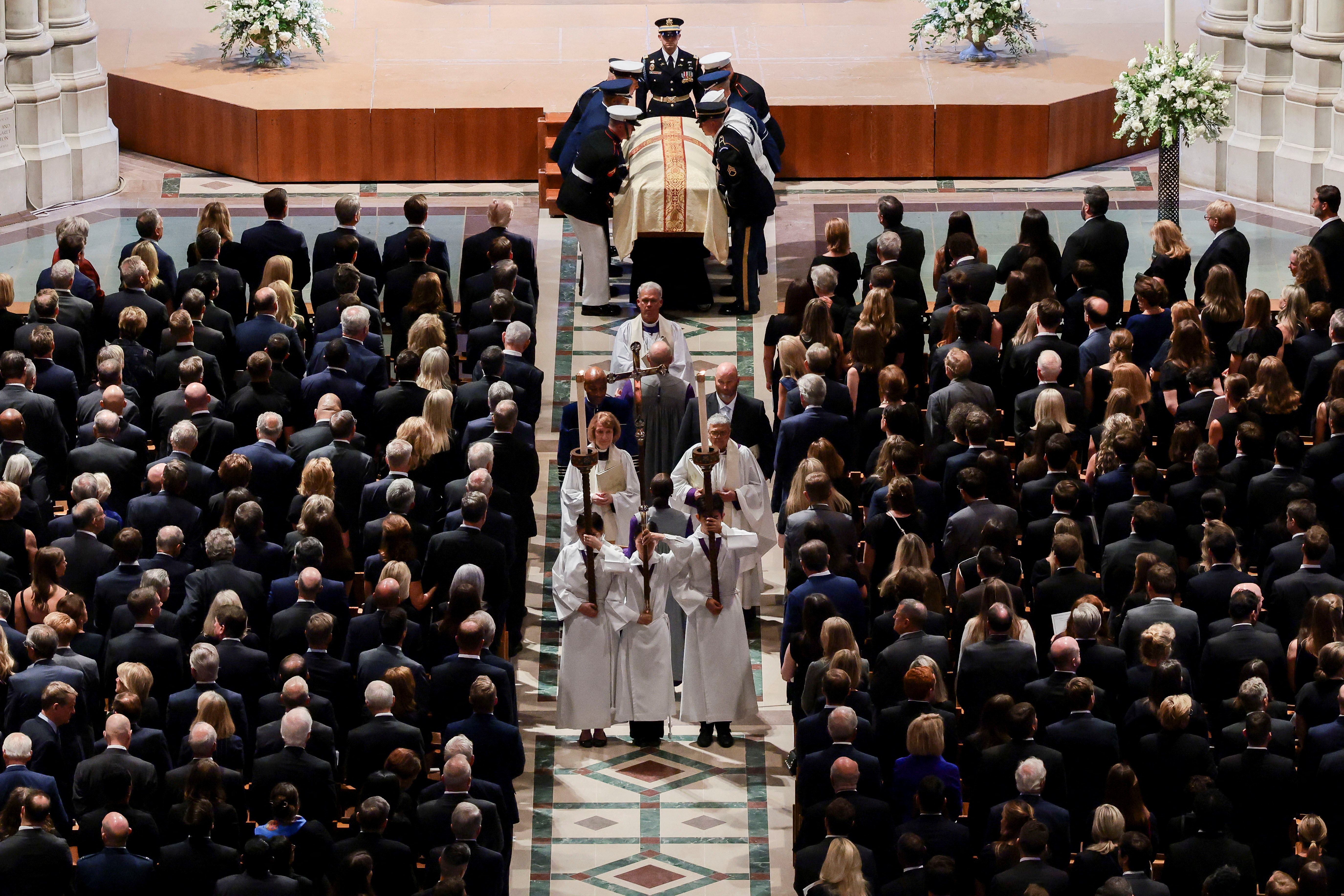 Mourners attend the funeral service for late U.S. Senator Lindsey Graham (R-SC) at Washington National Cathedral in Washington, D.C., U.S., July 28, 2026. REUTERS/Evelyn Hockstein
