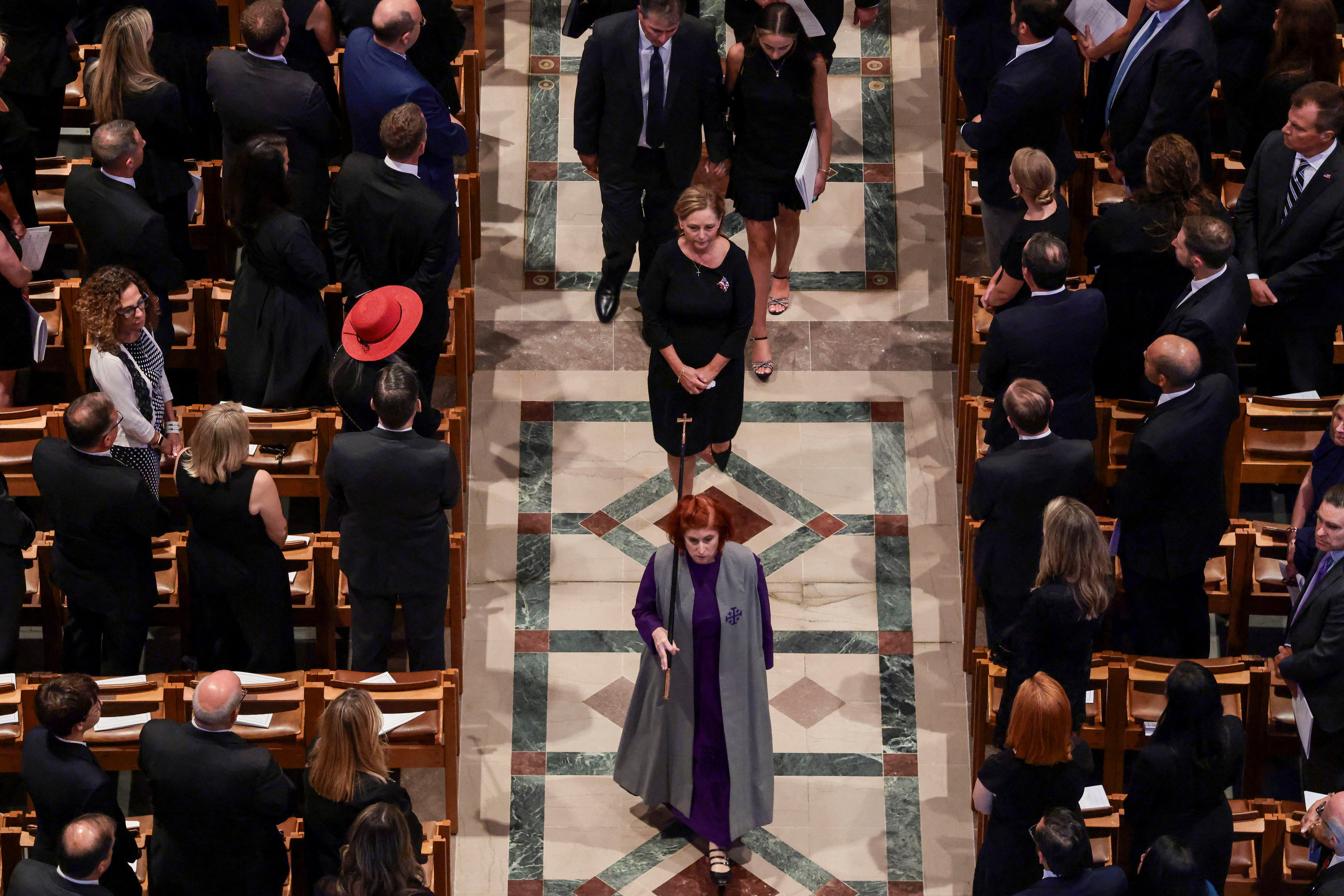 U.S. Senator Darline Graham (R-SC), sister of late U.S. Senator Lindsey Graham (R-SC), walks on the day of the funeral service for late U.S. Senator Lindsey Graham (R-SC) at Washington National Cathedral in Washington, D.C., U.S., July 28, 2026. REUTERS/Evelyn Hockstein