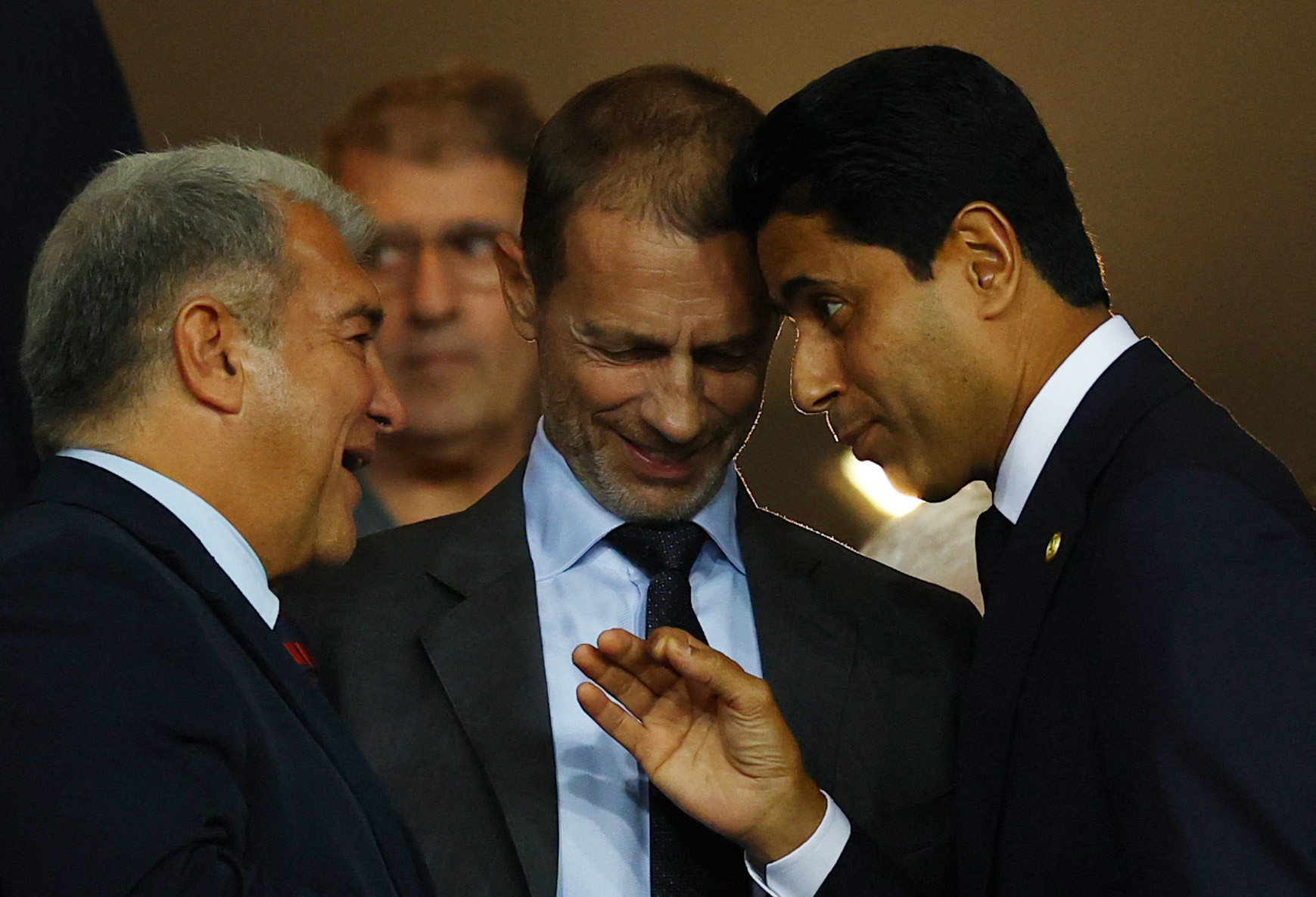 UEFA president Aleksander Ceferin and Paris St Germain president Nasser Al-Khelaifi