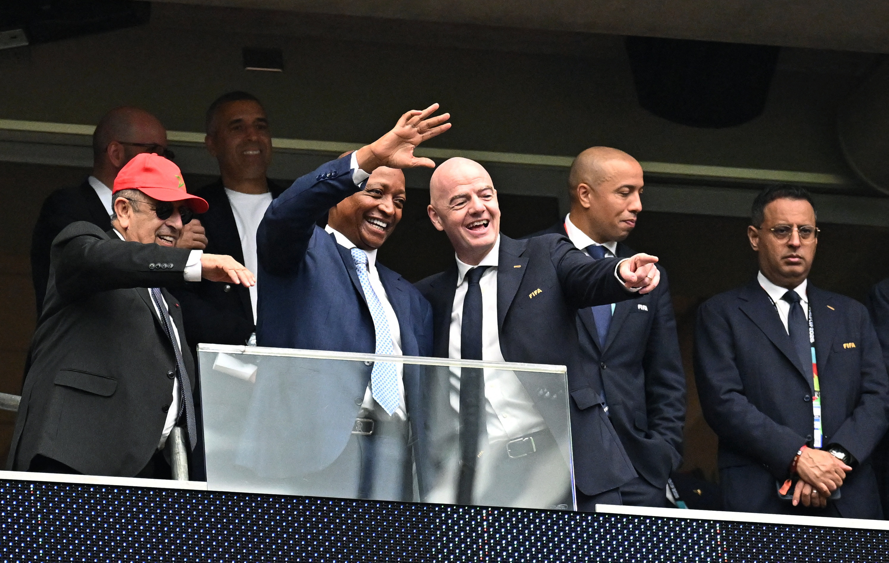 FIFA President Gianni Infantino and CAF President Patrice Motsepe inside the stadium before the match