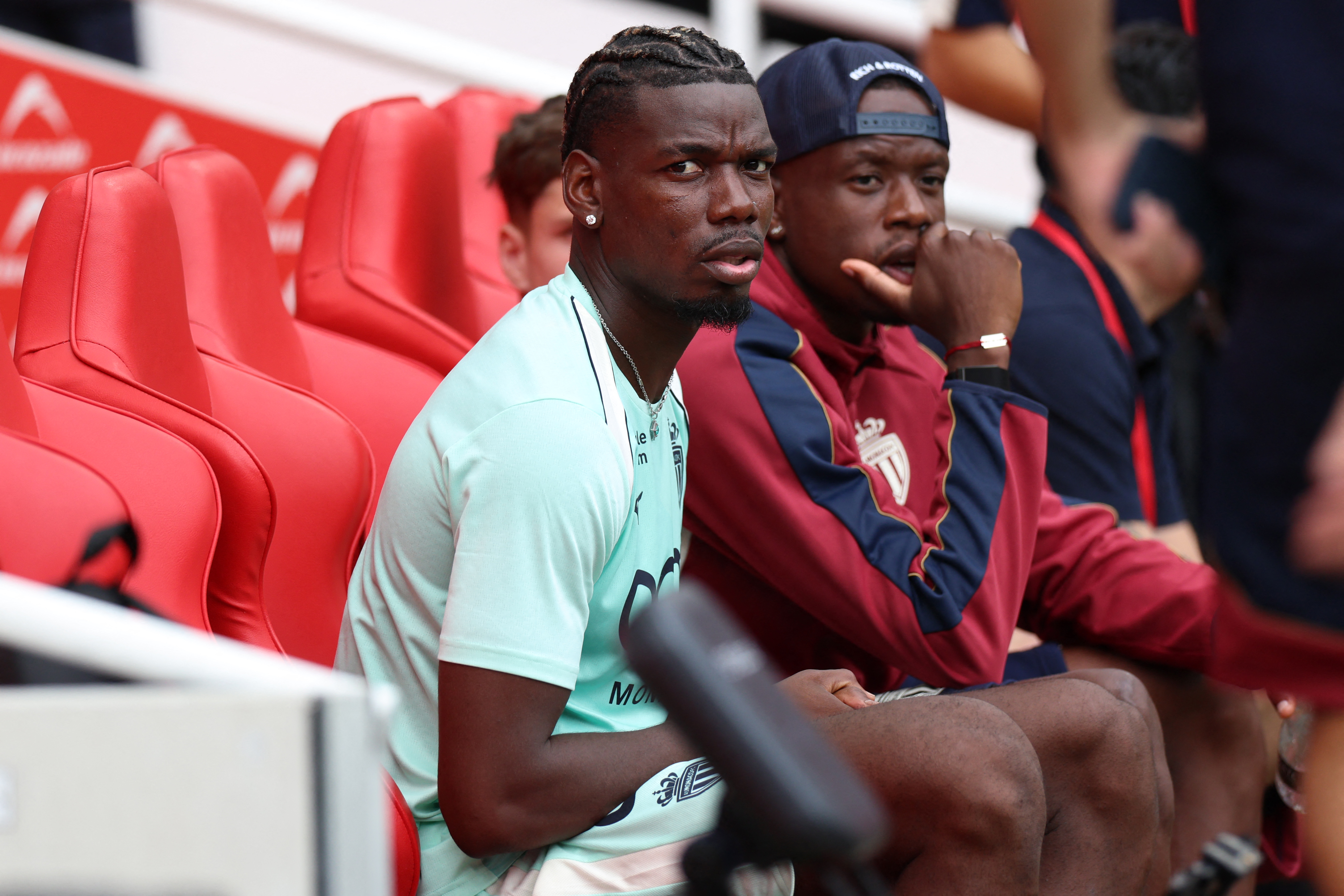 Monaco's French midfielder #08 Paul Pogba on the pitch ahead of the pre-season friendly football match between Liverpool and Monaco at Anfield
