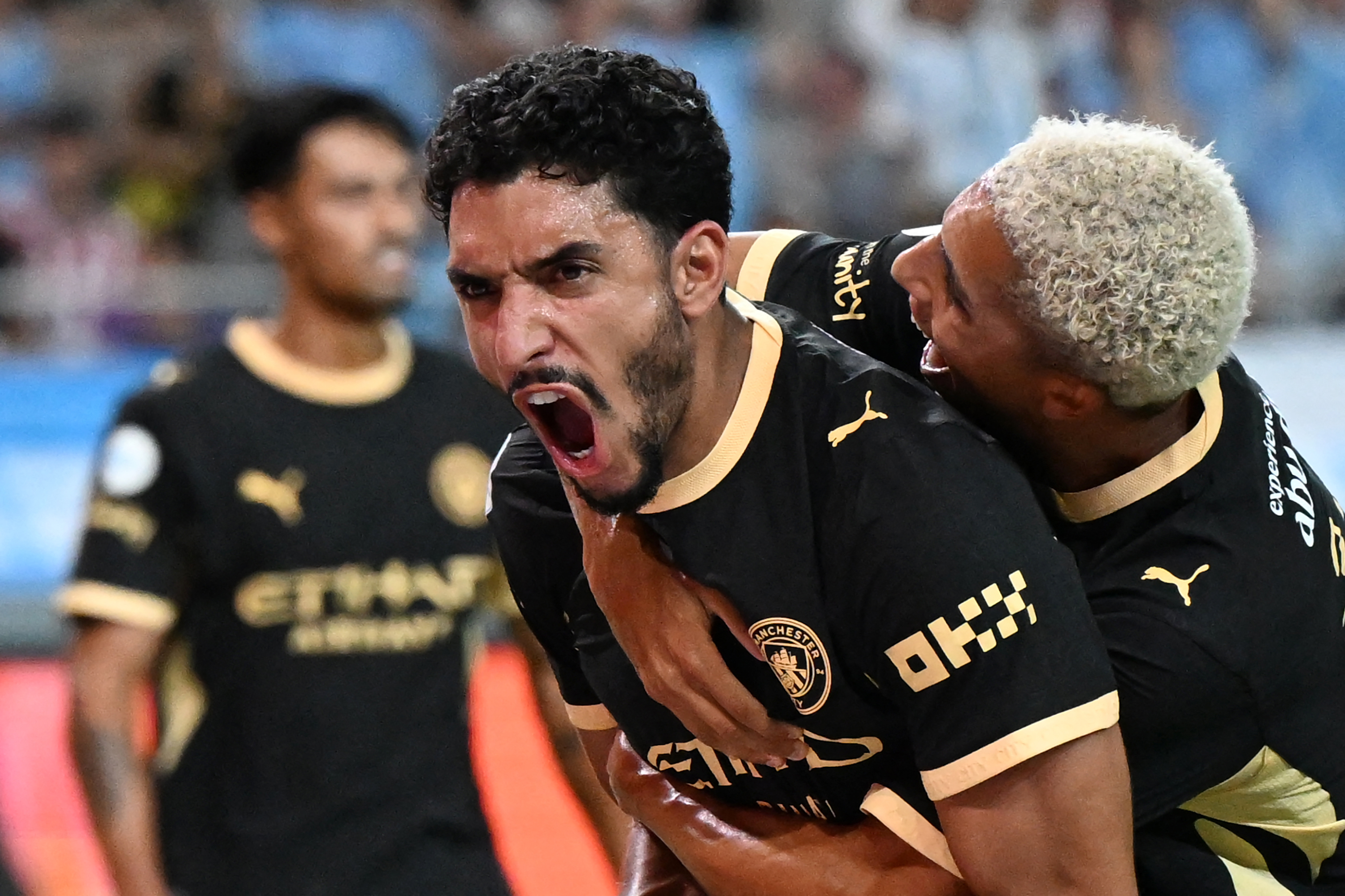 Omar Marmoush reacts.