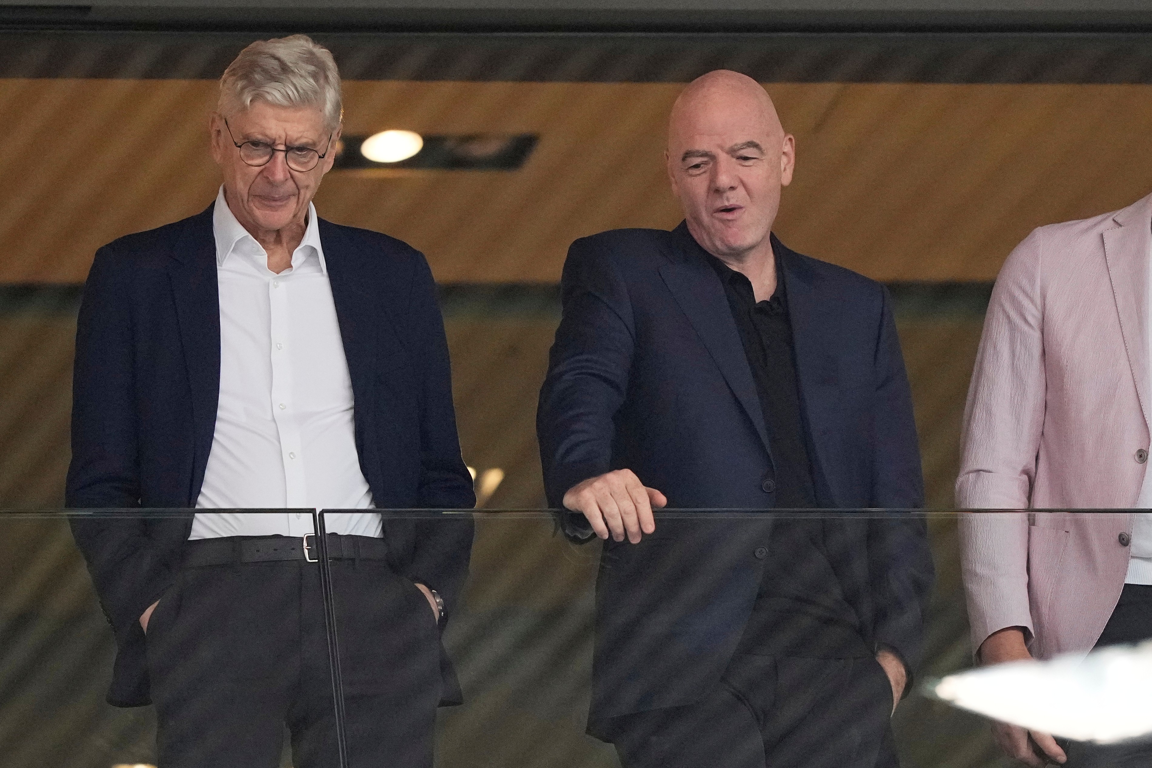 FIFA president Gianni Infantino, right, and Arsene Wenger, Chief Officer (FIFA) and former soccer coach