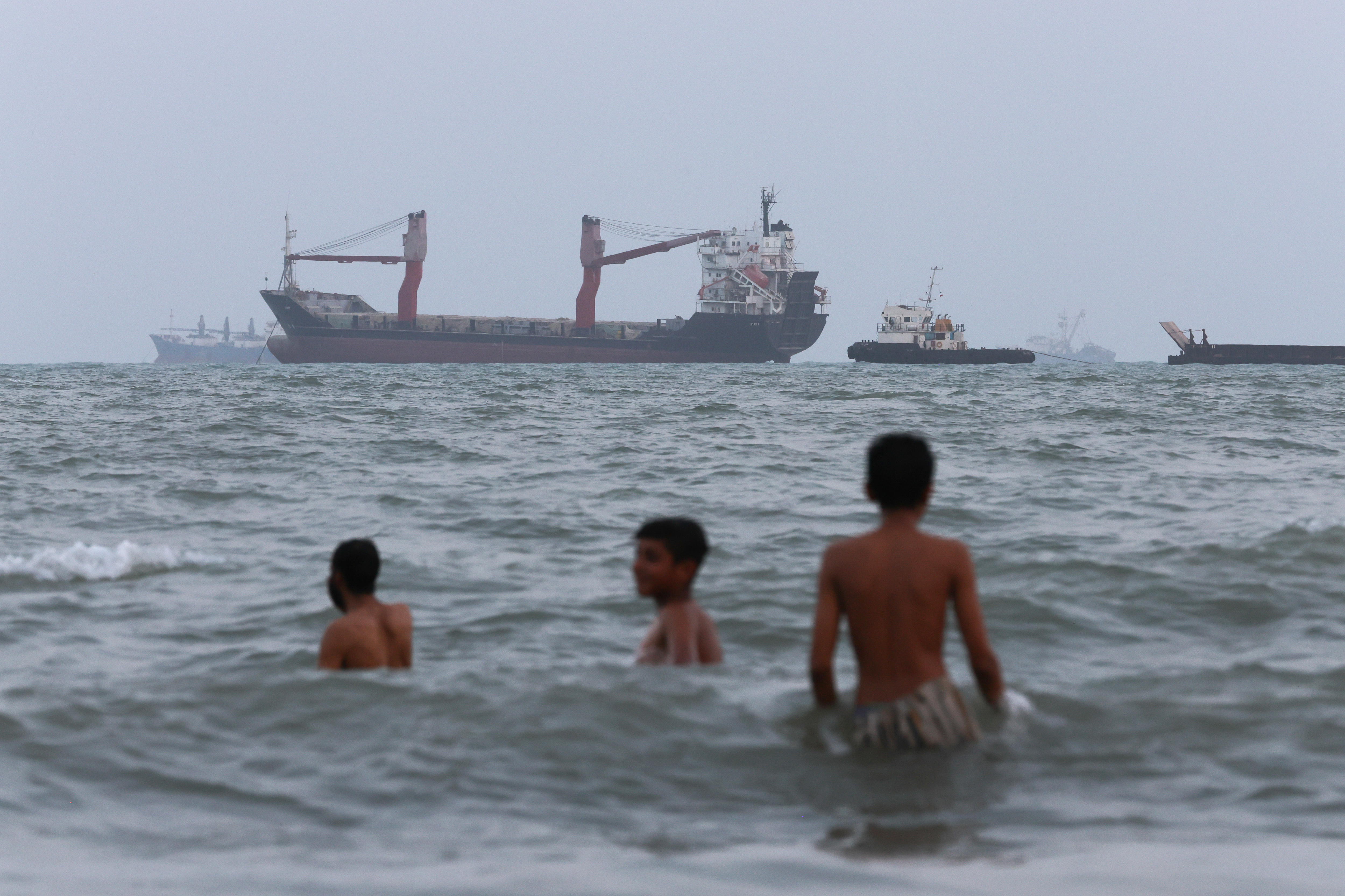 ships are seen anchored in the Strait of Hormuz