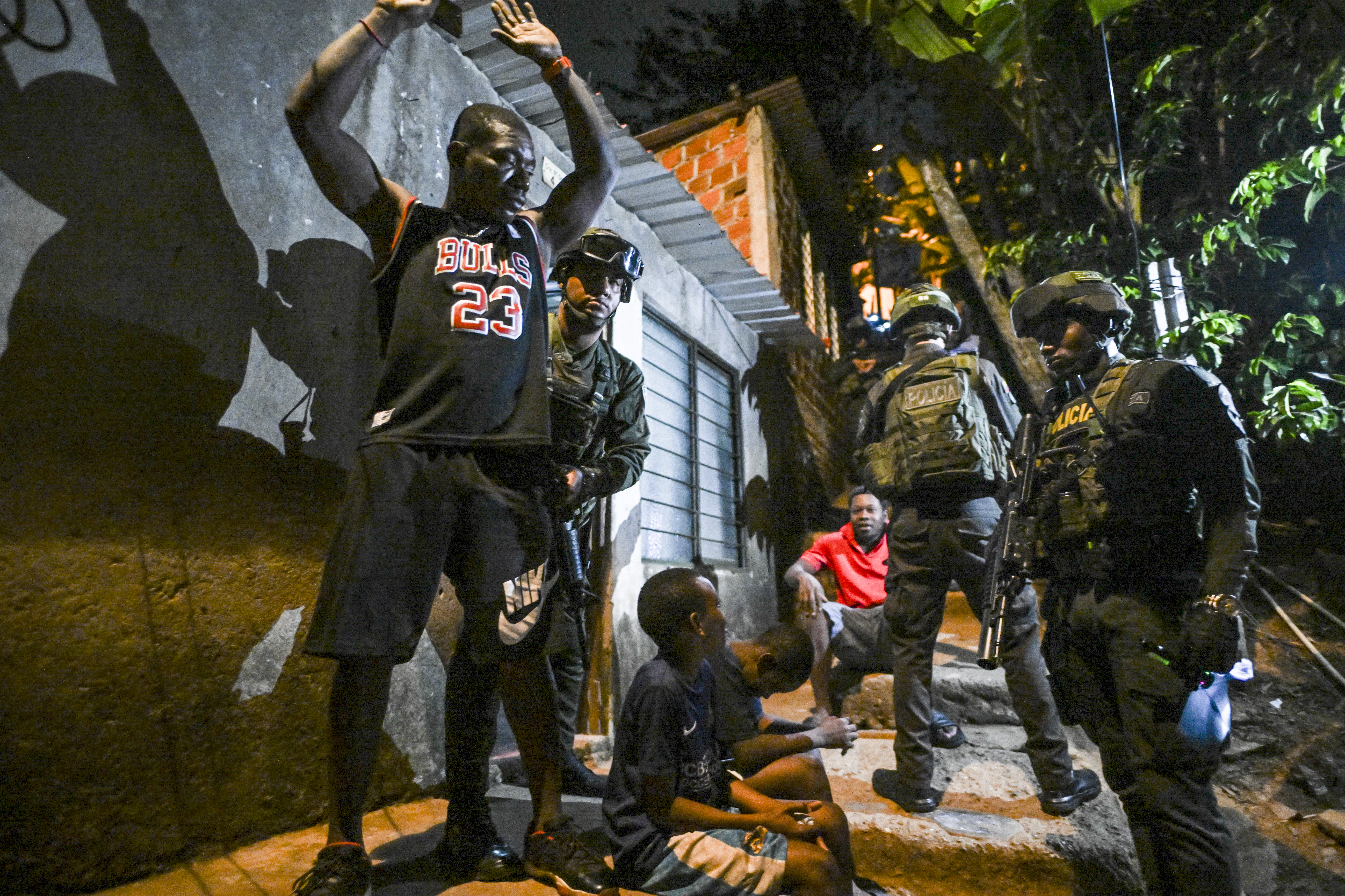 Colombian soldiers search a man prior to the upcoming presidential inauguration of Colombia's president-elect Abelardo de la Espriella, in Cali, Colombia, on August 4, 2026