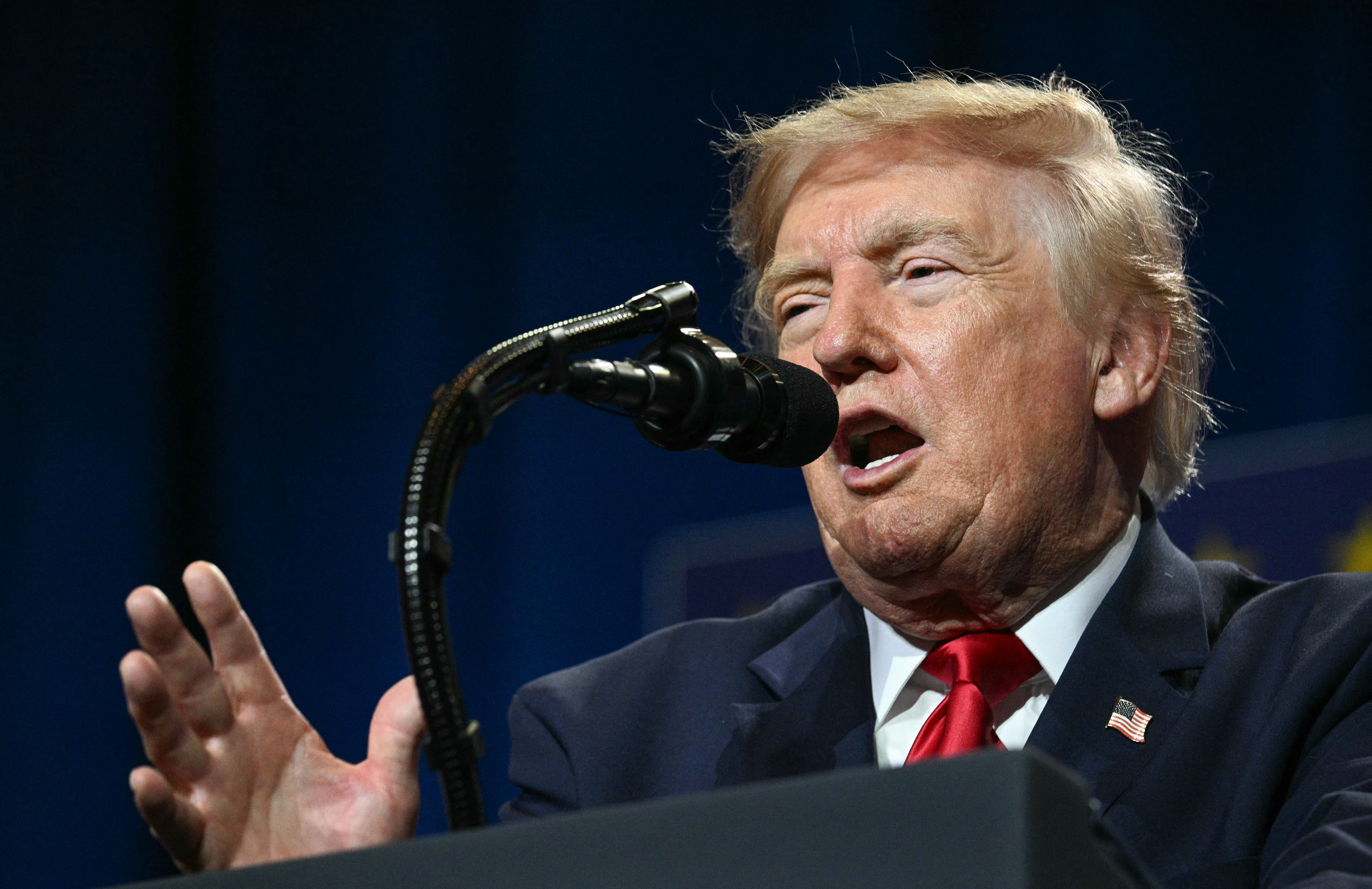 US President Donald Trump speaks during an event promoting his administration's recent tax-relief initiative at Red Rock Casino Resort and Spa in Las Vegas, Nevada, on August 5, 2026. (Photo by Jim WATSON / AFP)