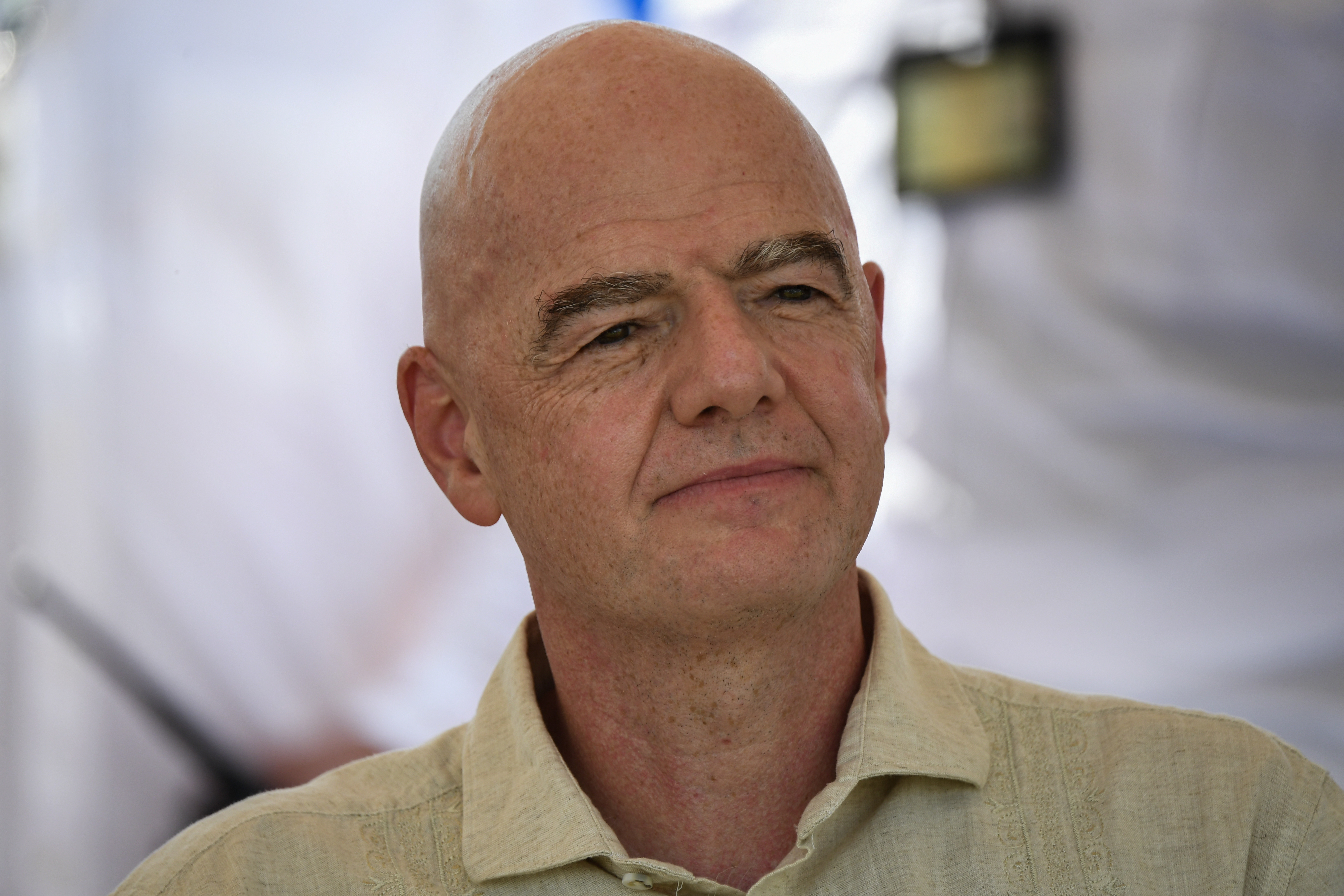 FIFA's president Gianni Infantino gestures during a visit to a sports complex in Cali, Colombia, on August 7, 2026. (Photo by Jaime SALDARRIAGA / AFP)