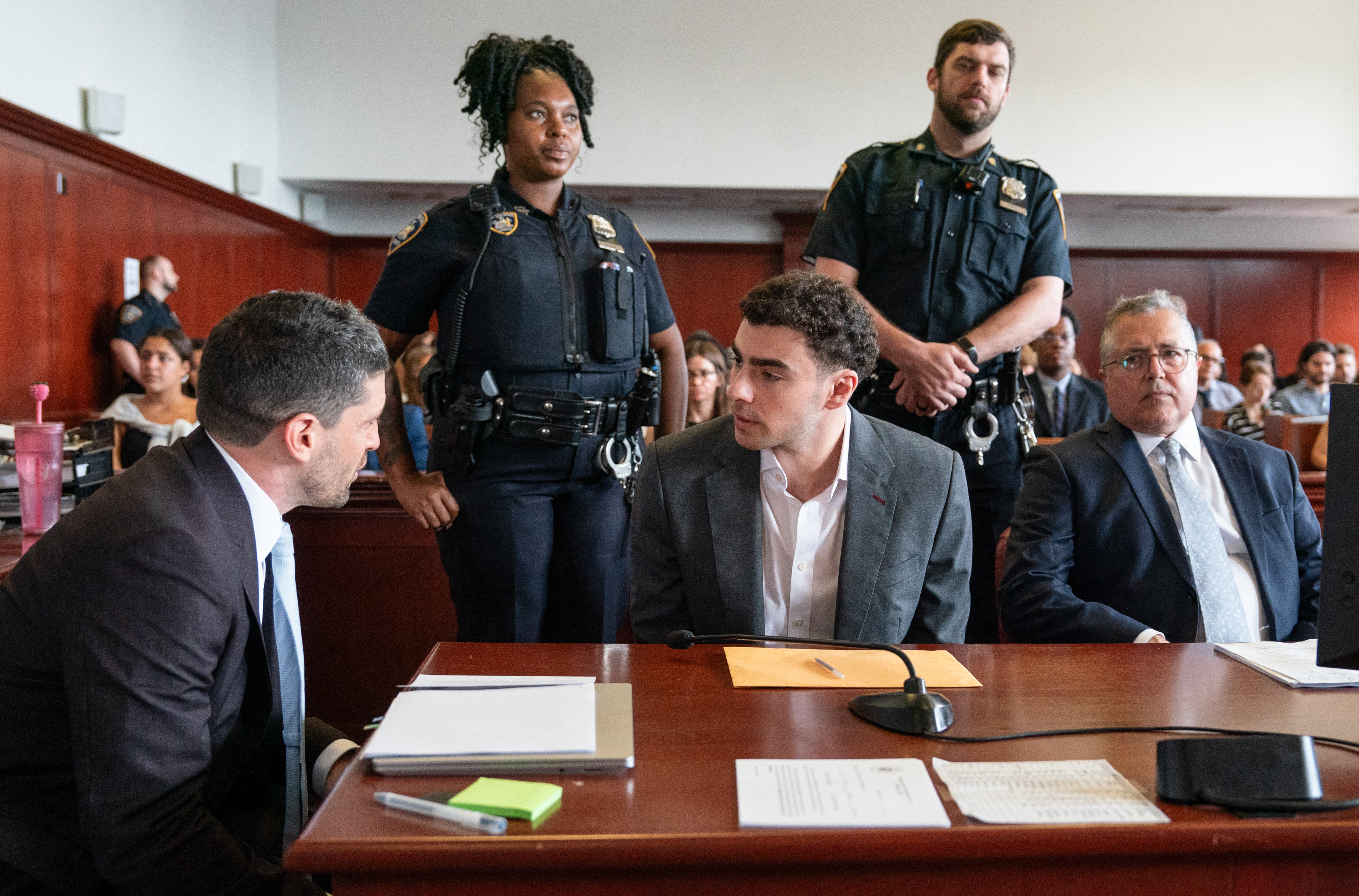 Luigi Mangione, accused of the murder of United Healthcare CEO Brian Thompson, appears for a pre-trial hearing at Manhattan Criminal Court in New York, on August 11, 2026. (Photo by Barry Williams / POOL / AFP)