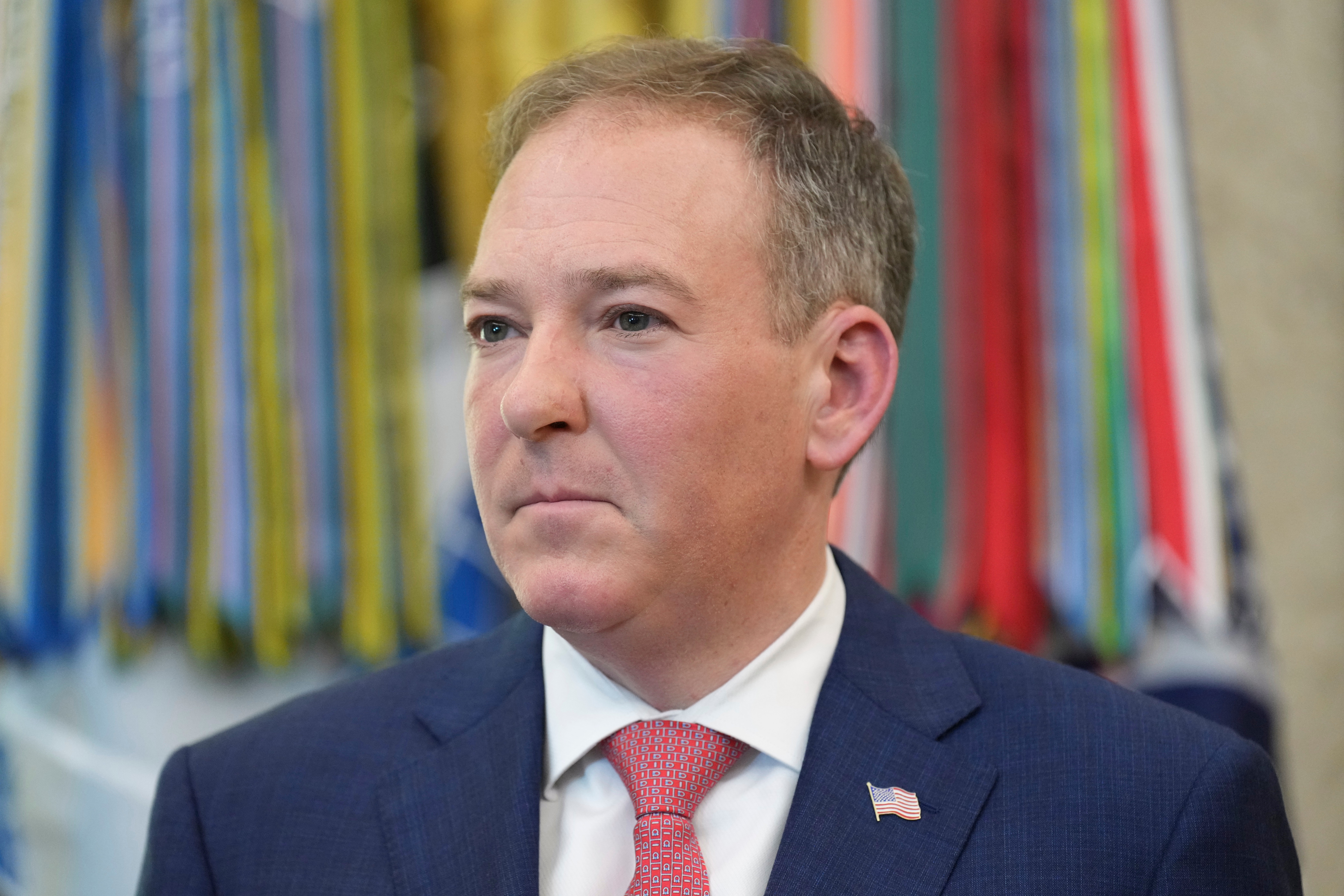 Environmental Protection Agency administrator Lee Zeldin listens as President Donald Trump speaks in the Oval Office of the White House, Monday, June 29, 2026, in Washington. (AP Photo/Jacquelyn Martin)