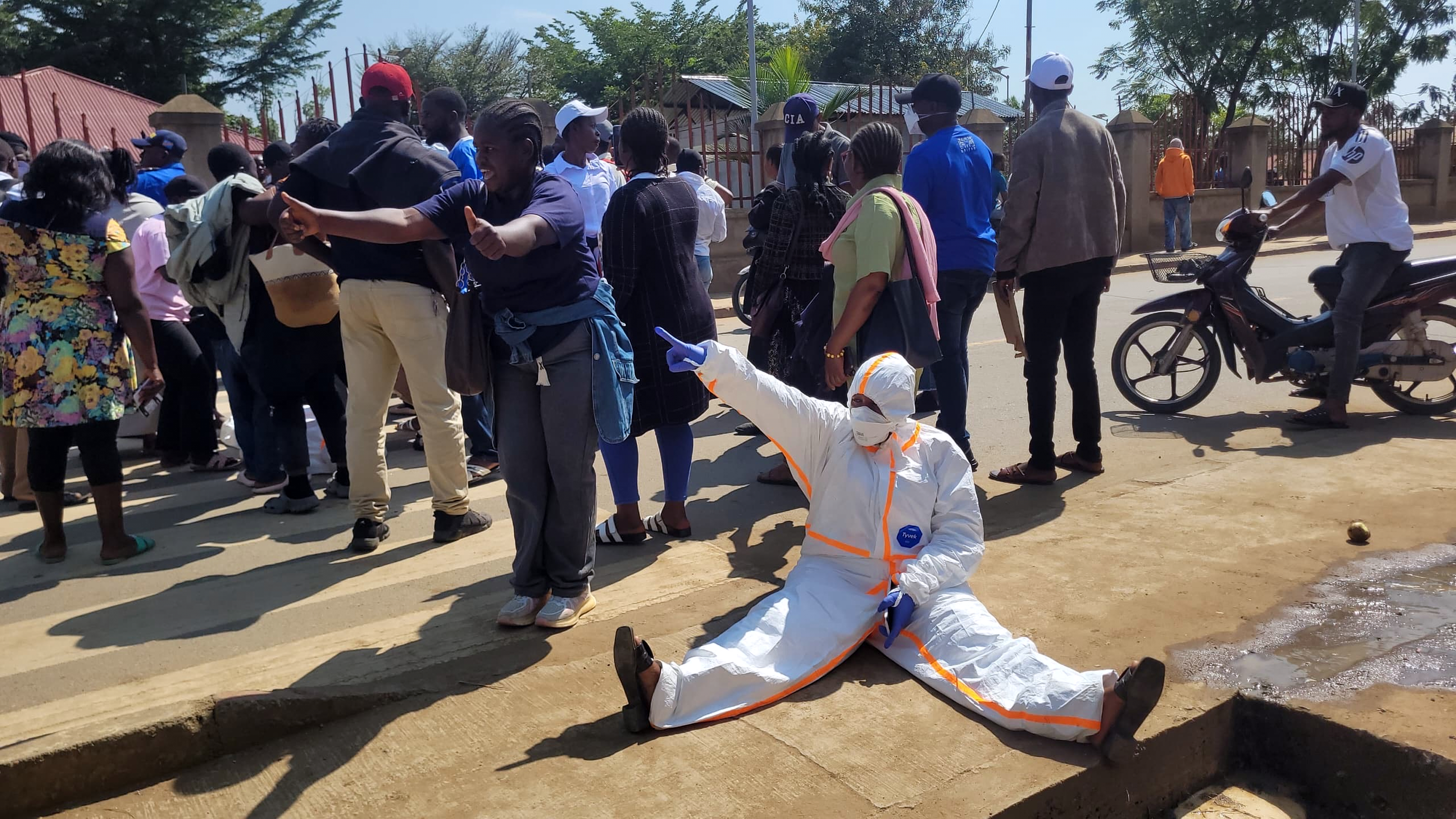 Health workers in protest.
