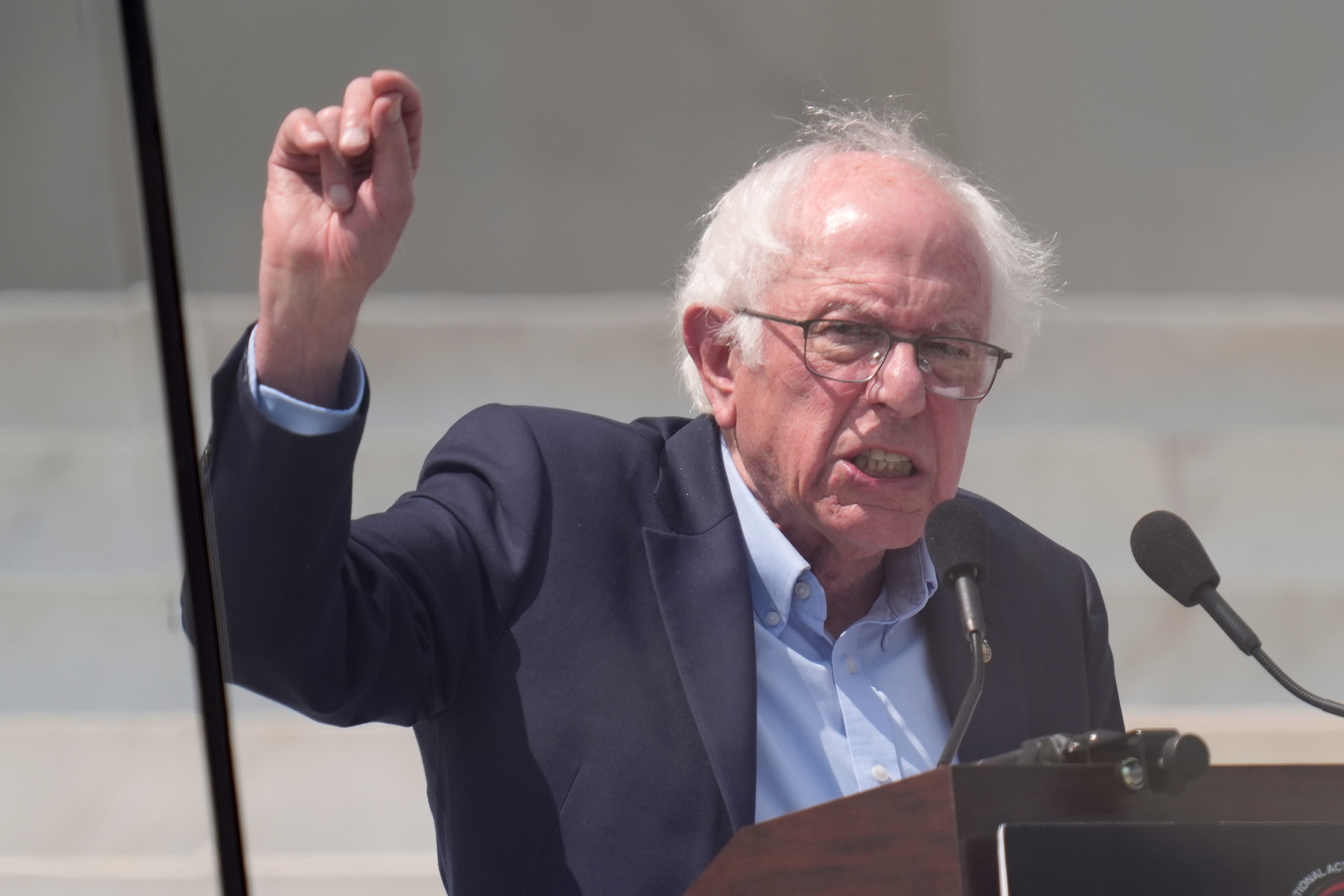 US Senator Bernie Sanders speaks during the March on Washington rally at the Lincoln Memorial on the National Mall in Washington on Friday, August 28, 2026 [Manuel Balce Ceneta/AP Photo]
