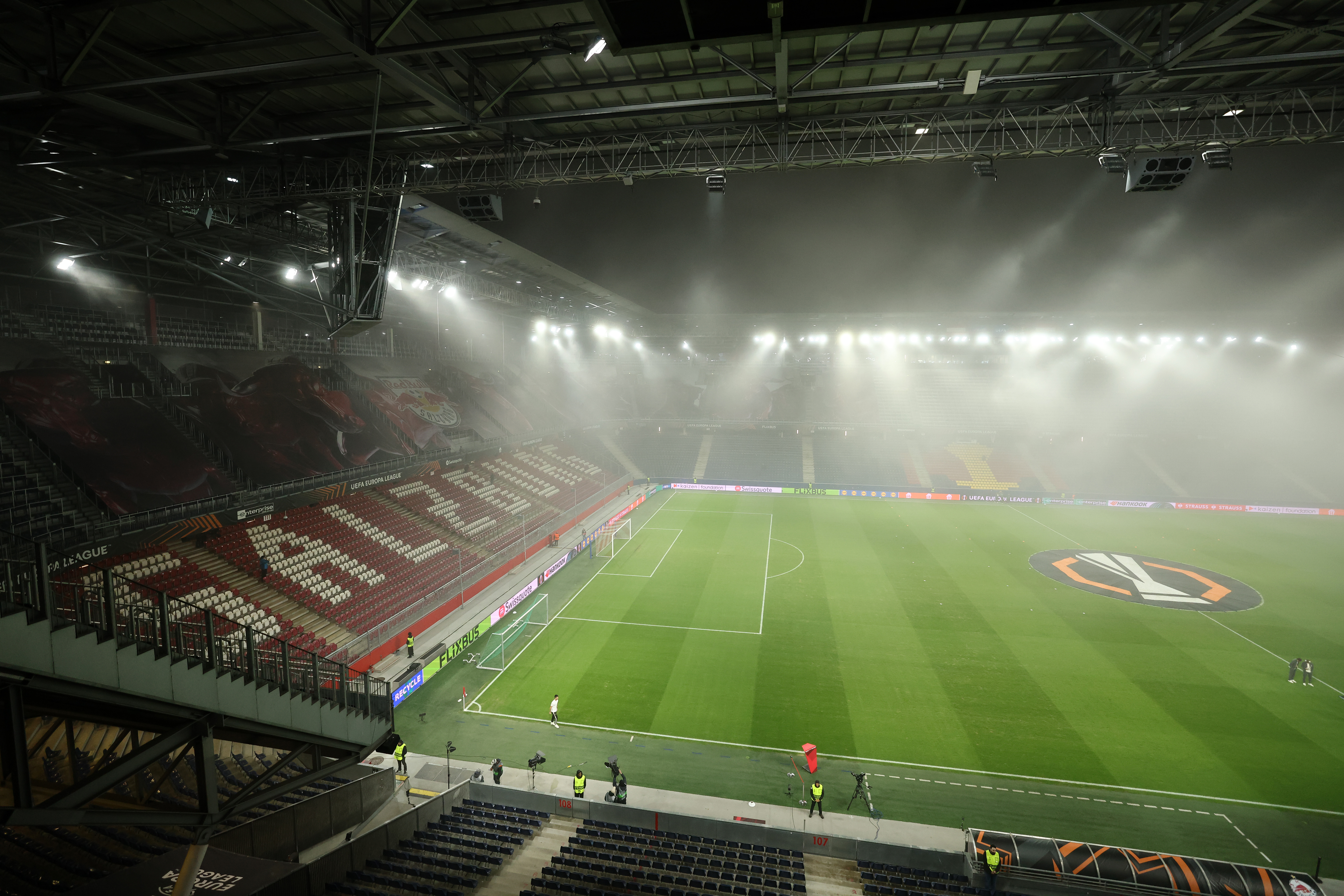 SALZBURG, AUSTRIA - NOVEMBER 06: General view inside the stadium prior to the UEFA Europa League 2025/26 League Phase MD4 match between FC Salzburg and Go Ahead Eagles at Stadion Salzburg on November 06, 2025 in Salzburg, Austria. (Photo by Jasmin Walter/Getty Images)