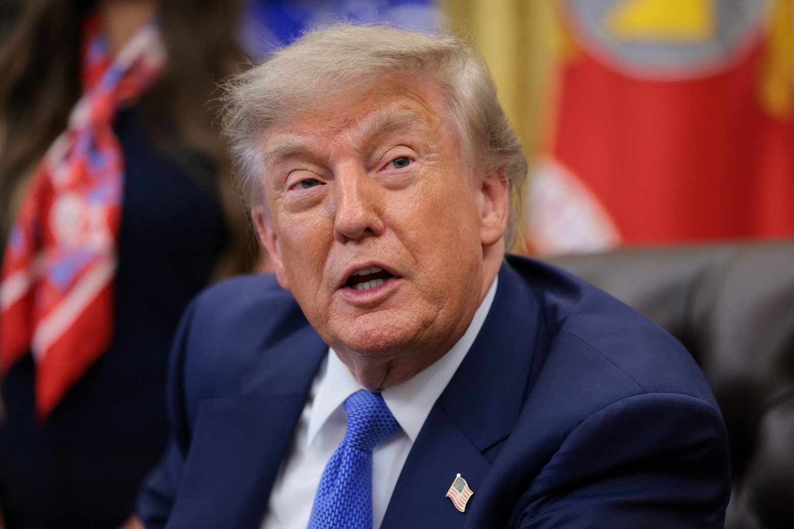 US President Donald Trump speaks during an event to sign an executive order regarding vaccine flexibility, in the Oval Office at the White House in Washington, DC, US on Aug. 10, 2026. [Kylie Cooper]