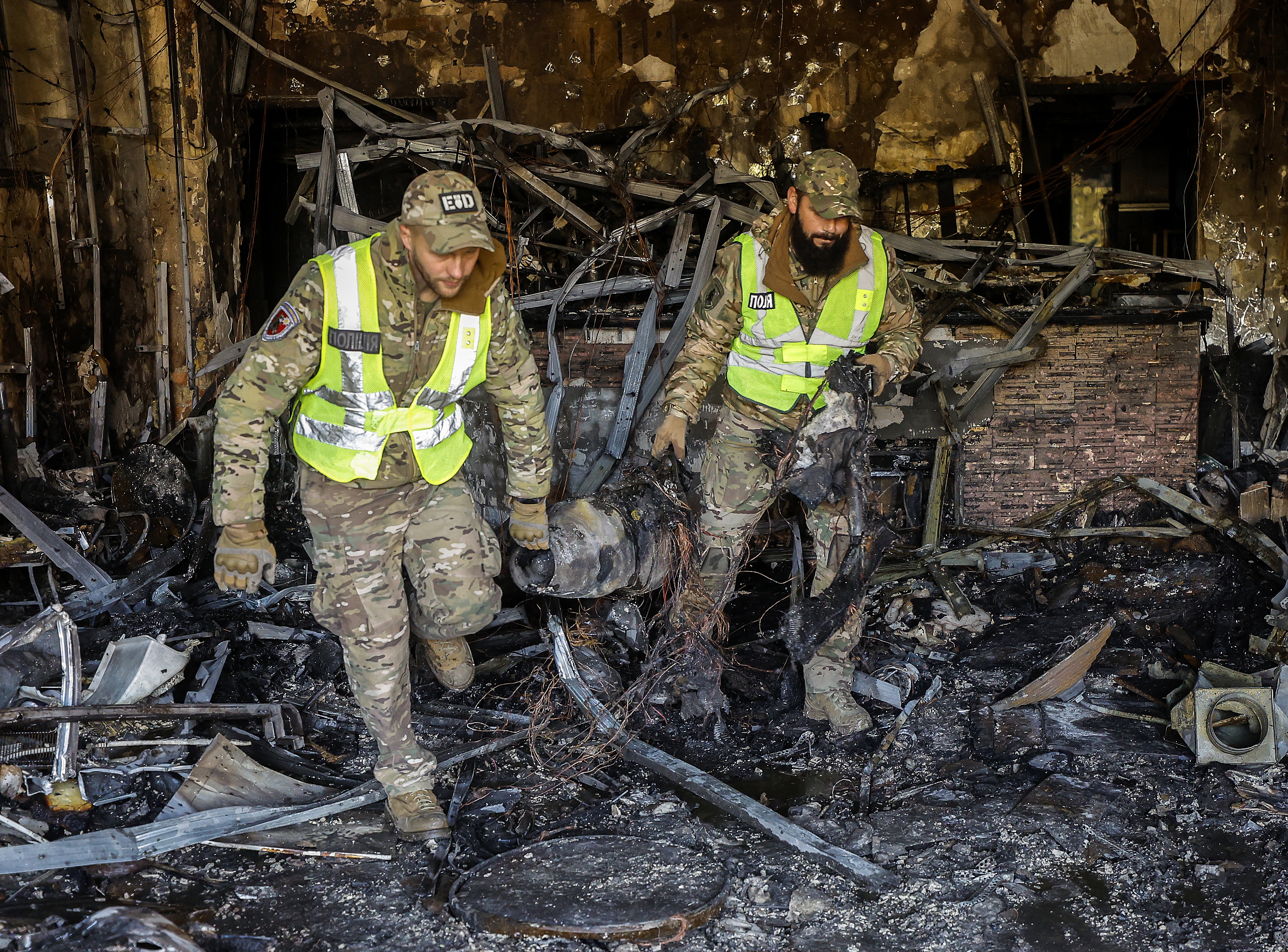 Aftermath of a Russian drone attack in Kyiv