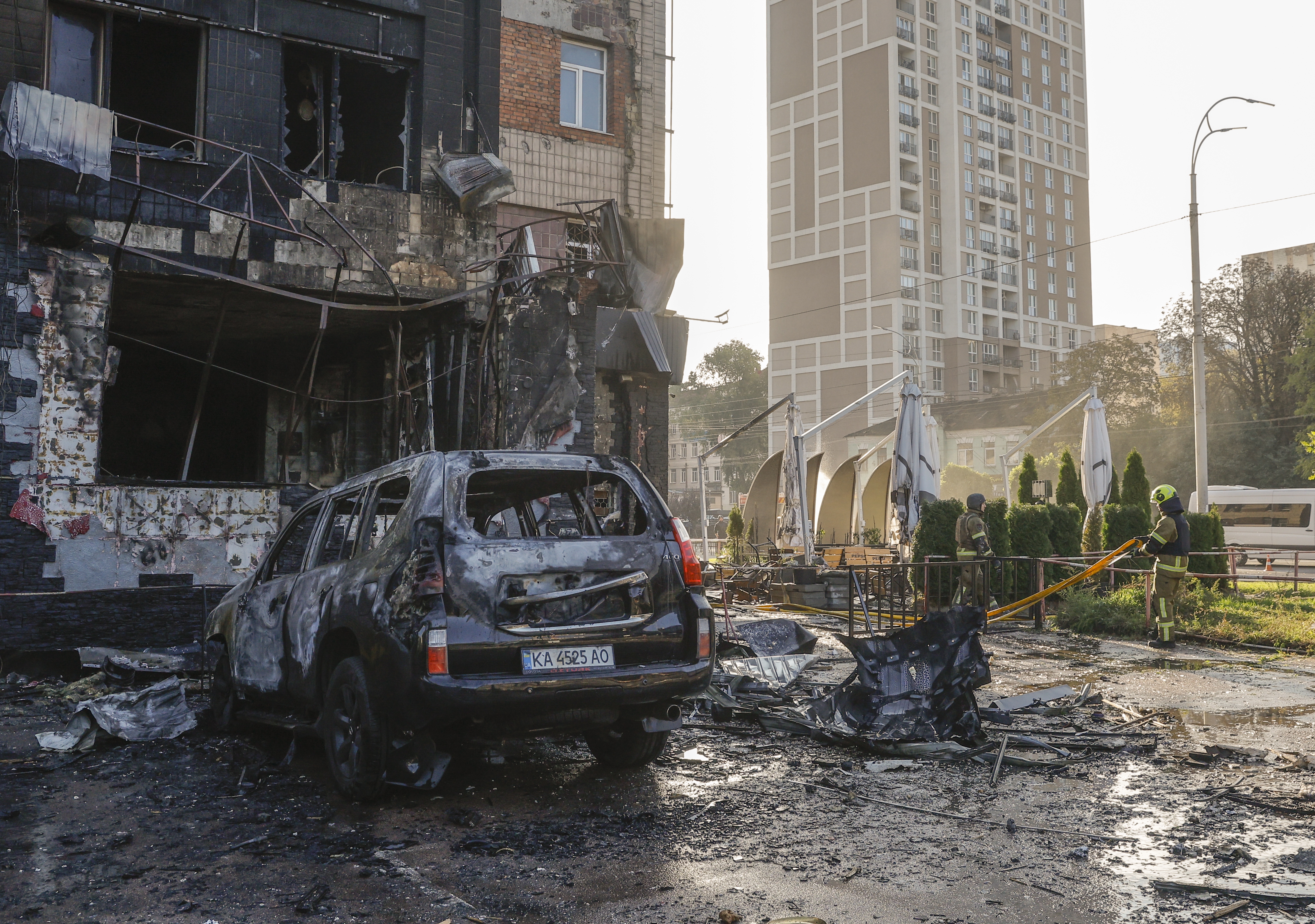 Aftermath of a Russian drone attack in Kyiv