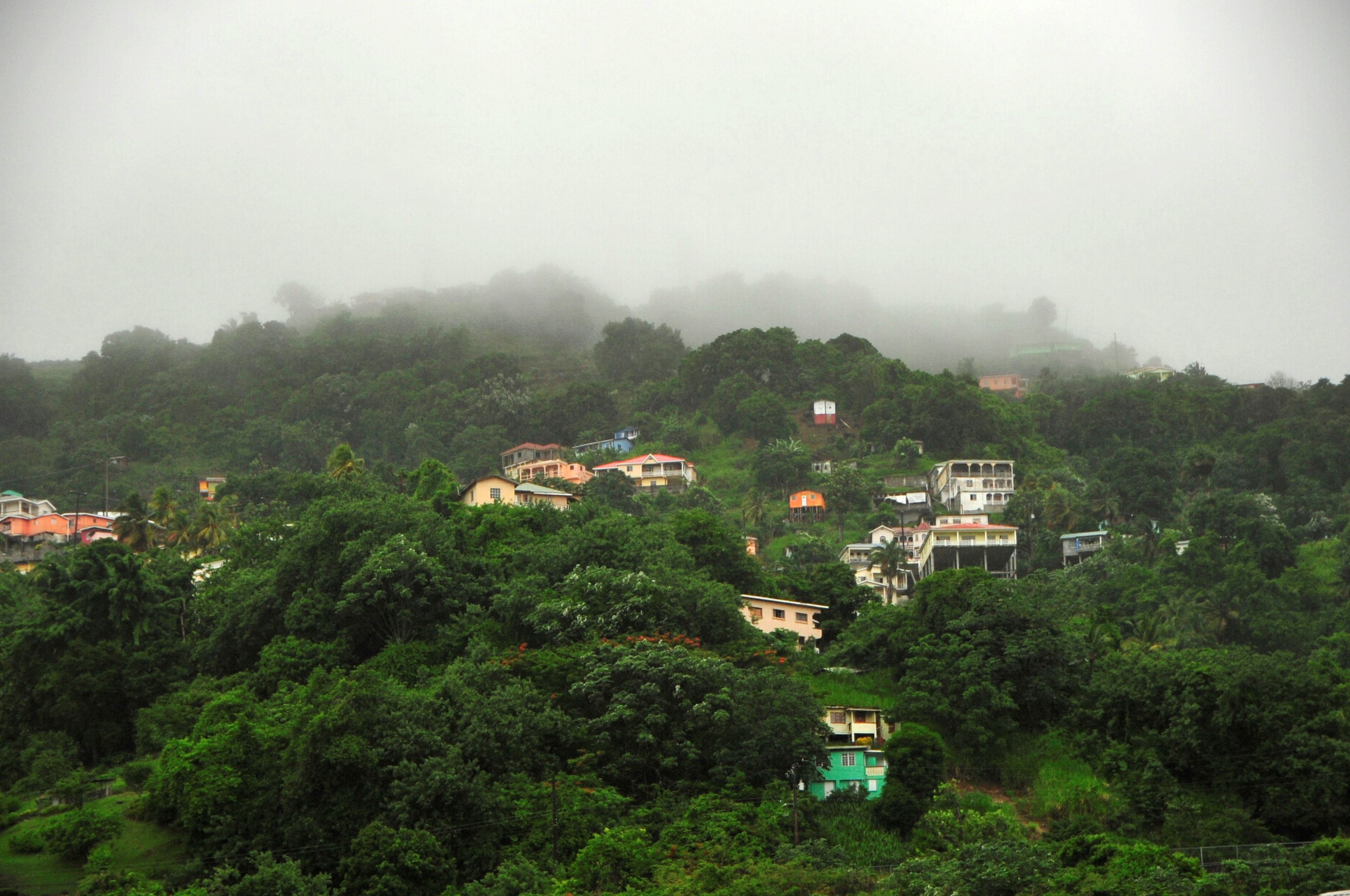 A general view shows houses on a hillside as hurricane Elsa passes near to Kingstown, Saint Vincent and the Grenadines, July 2, 2021. REUTERS/Robertson S. Henry