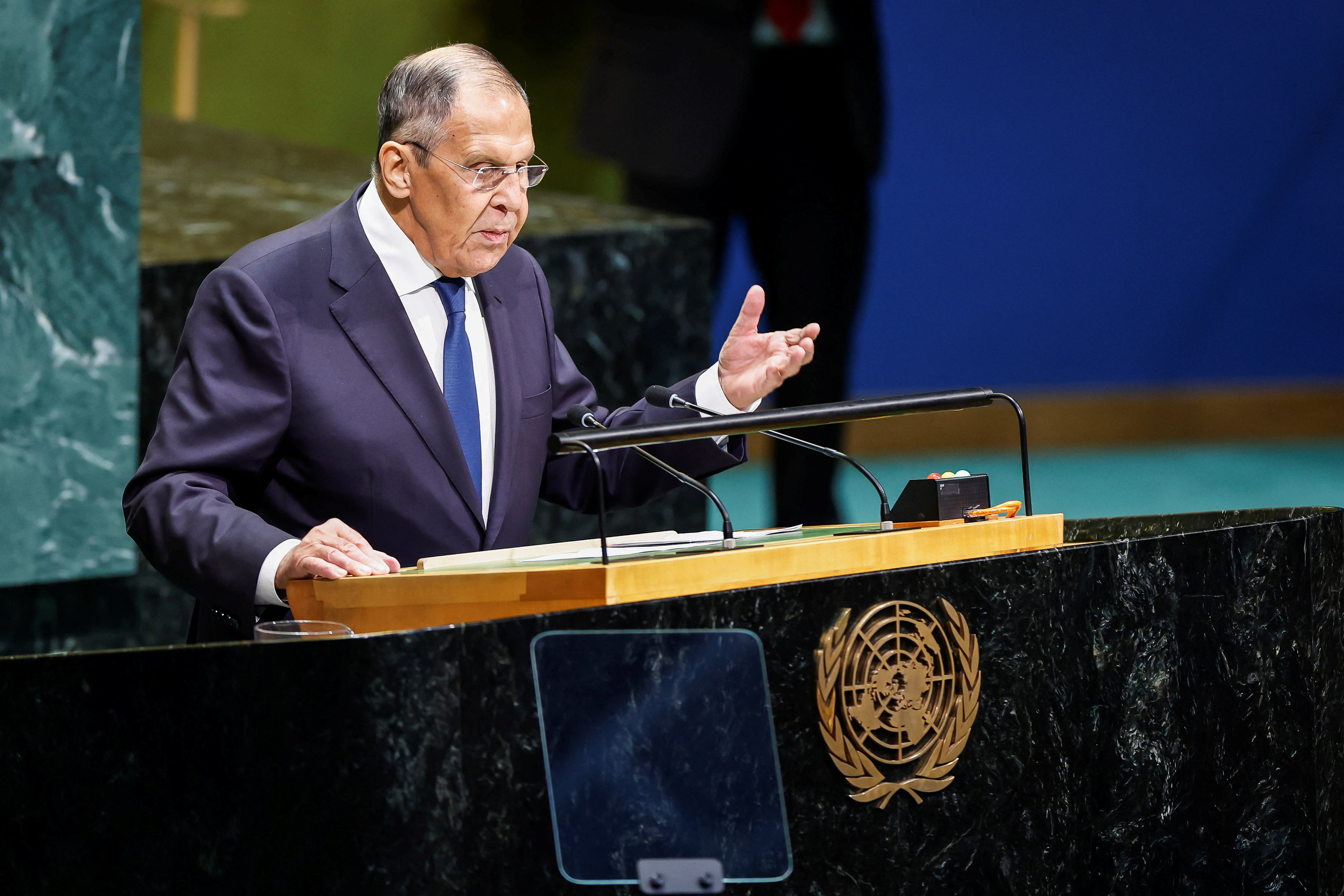 Russian Foreign Minister Sergey Lavrov addresses the 81st United Nations General Assembly at UN headquarters in New York City, US, September 26, 2026 [Eduardo Munoz/Reuters]
