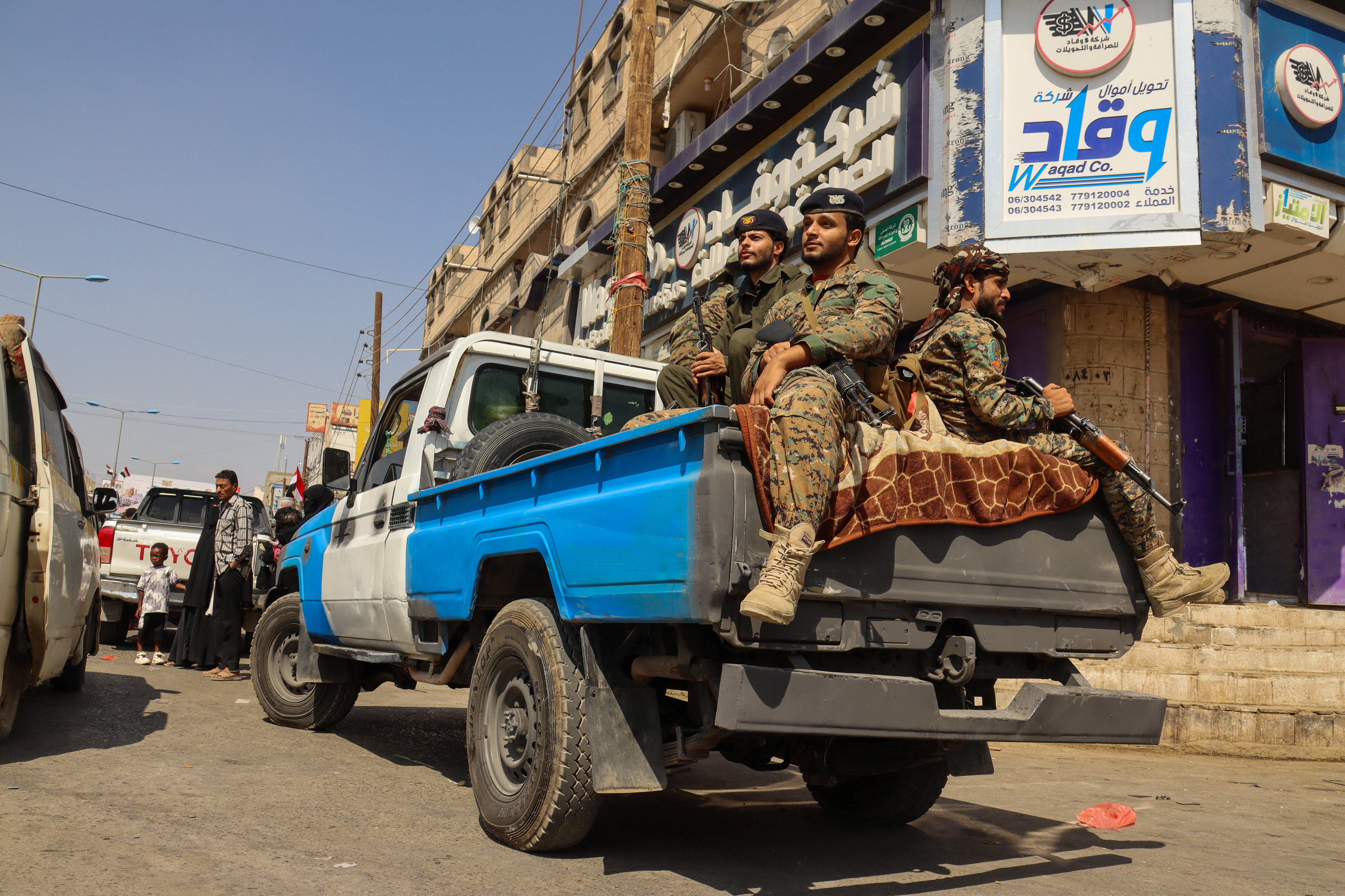Police troopers patrol a street in the oil-rich city of Marib, Yemen September 24, 2026. REUTERS/Ali Owidha