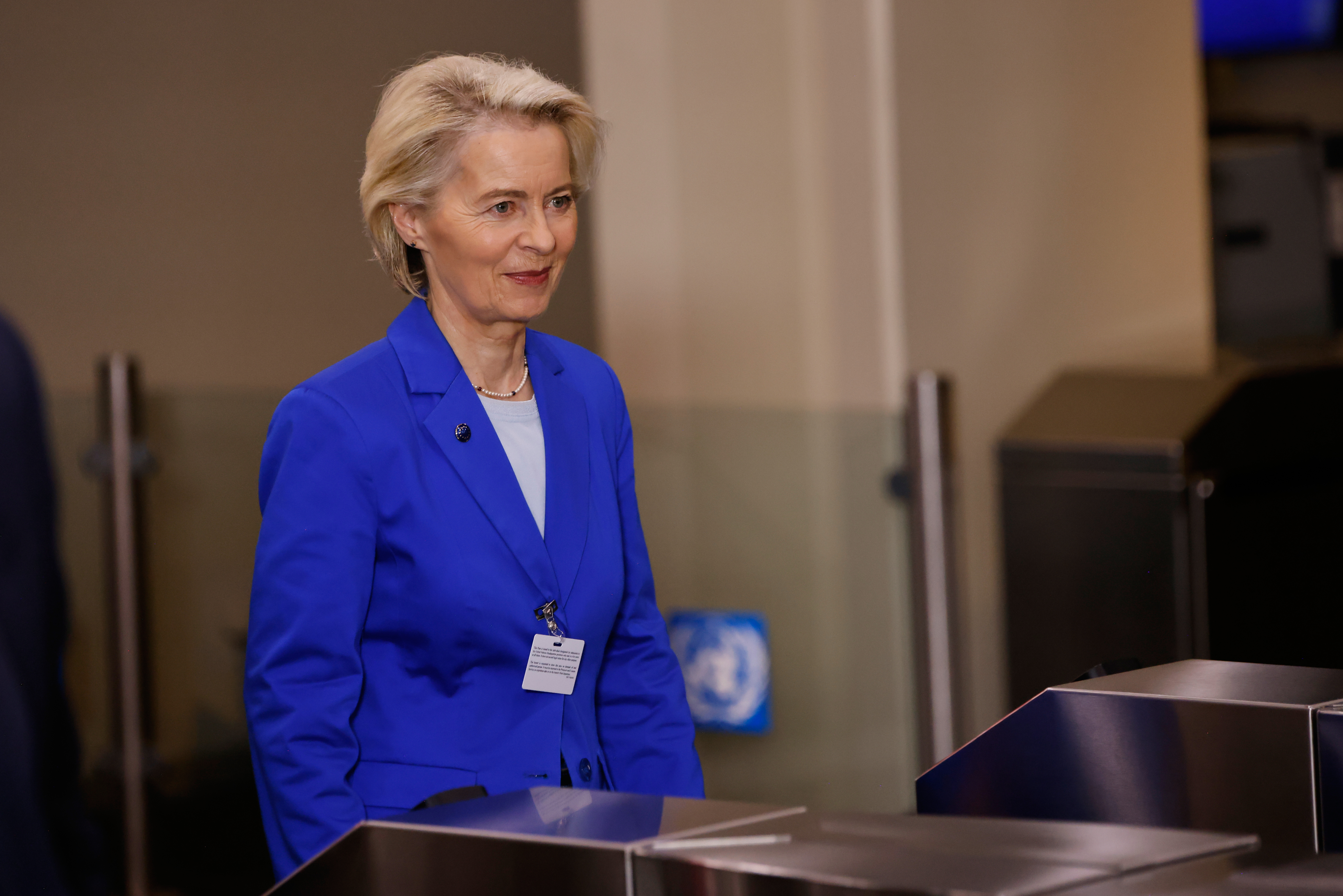 European Commission President Ursula von der Leyen arrives ahead of the 81st session of the United Nations General Assembly at United Nations headquarters, Tuesday, September 22 [Stefan Jeremiah/AP]