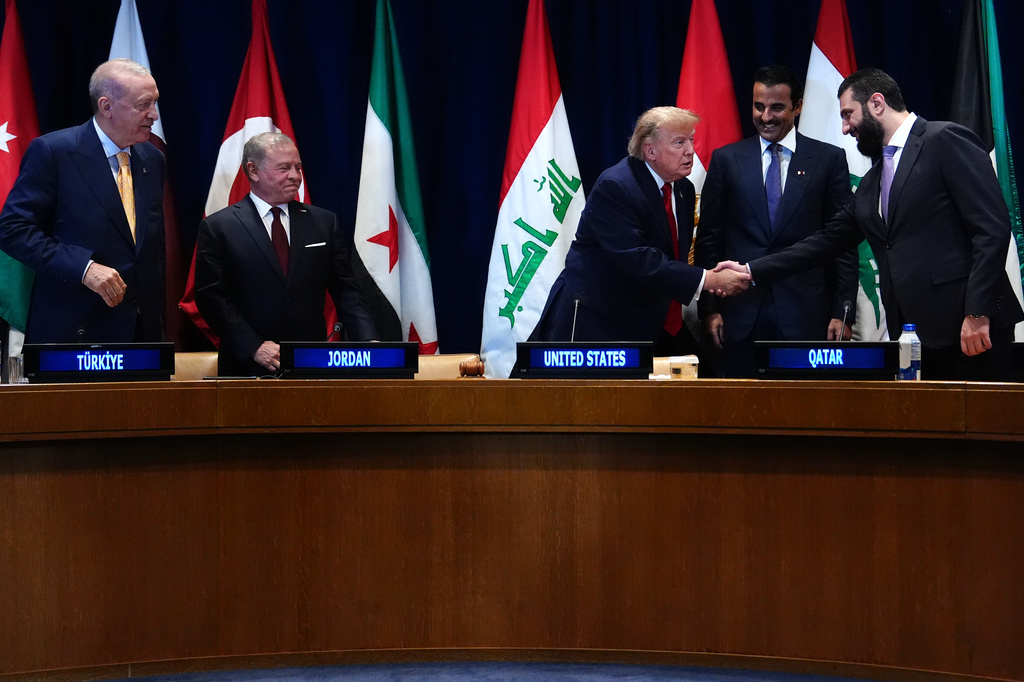 Trump and al-Sharaa shake hands