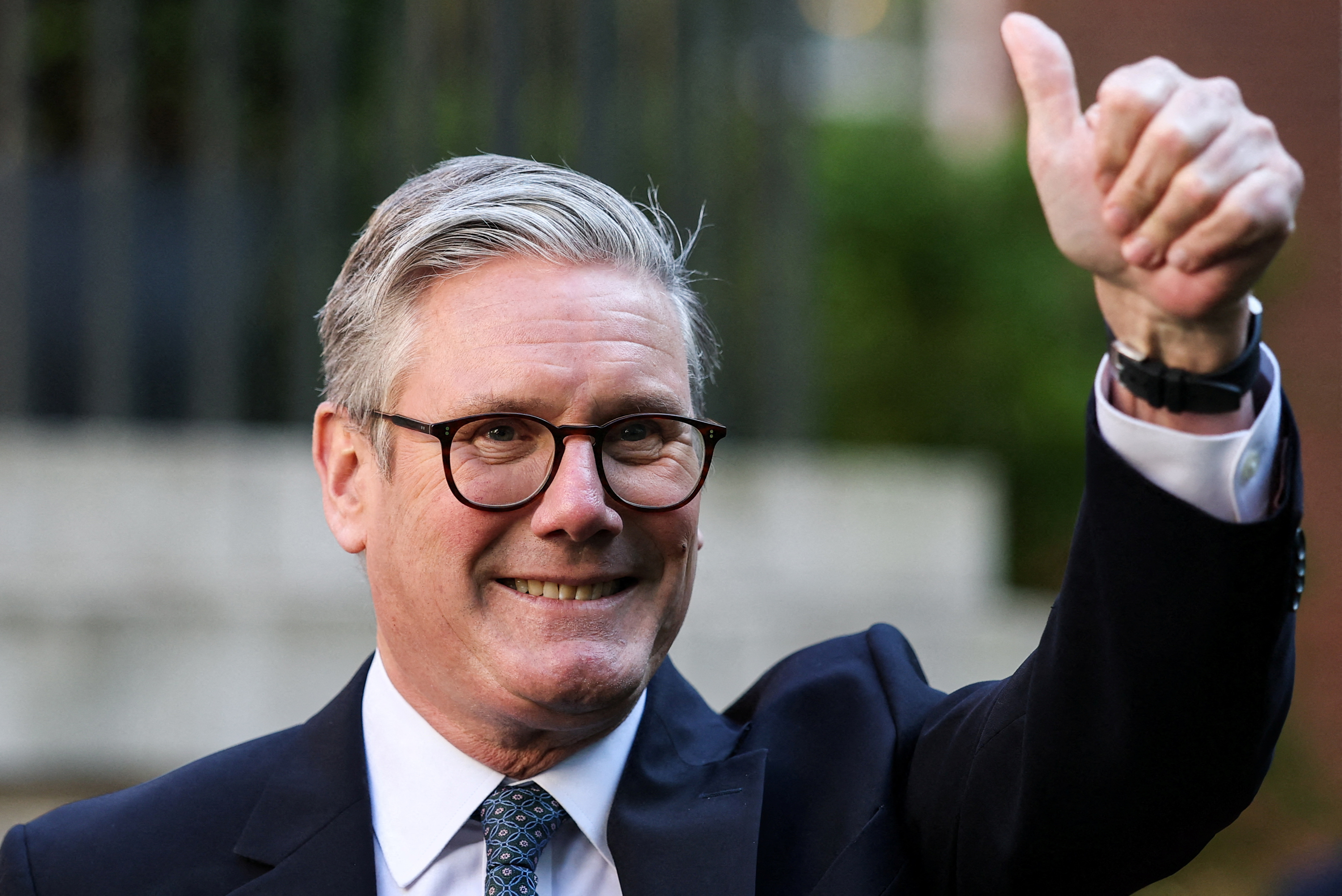 (FILES) Britain's Prime Minister Keir Starmer gestures during a reception in Downing Street, central London on May 19, 2025 following the UK-EU Summit earlier in the day.